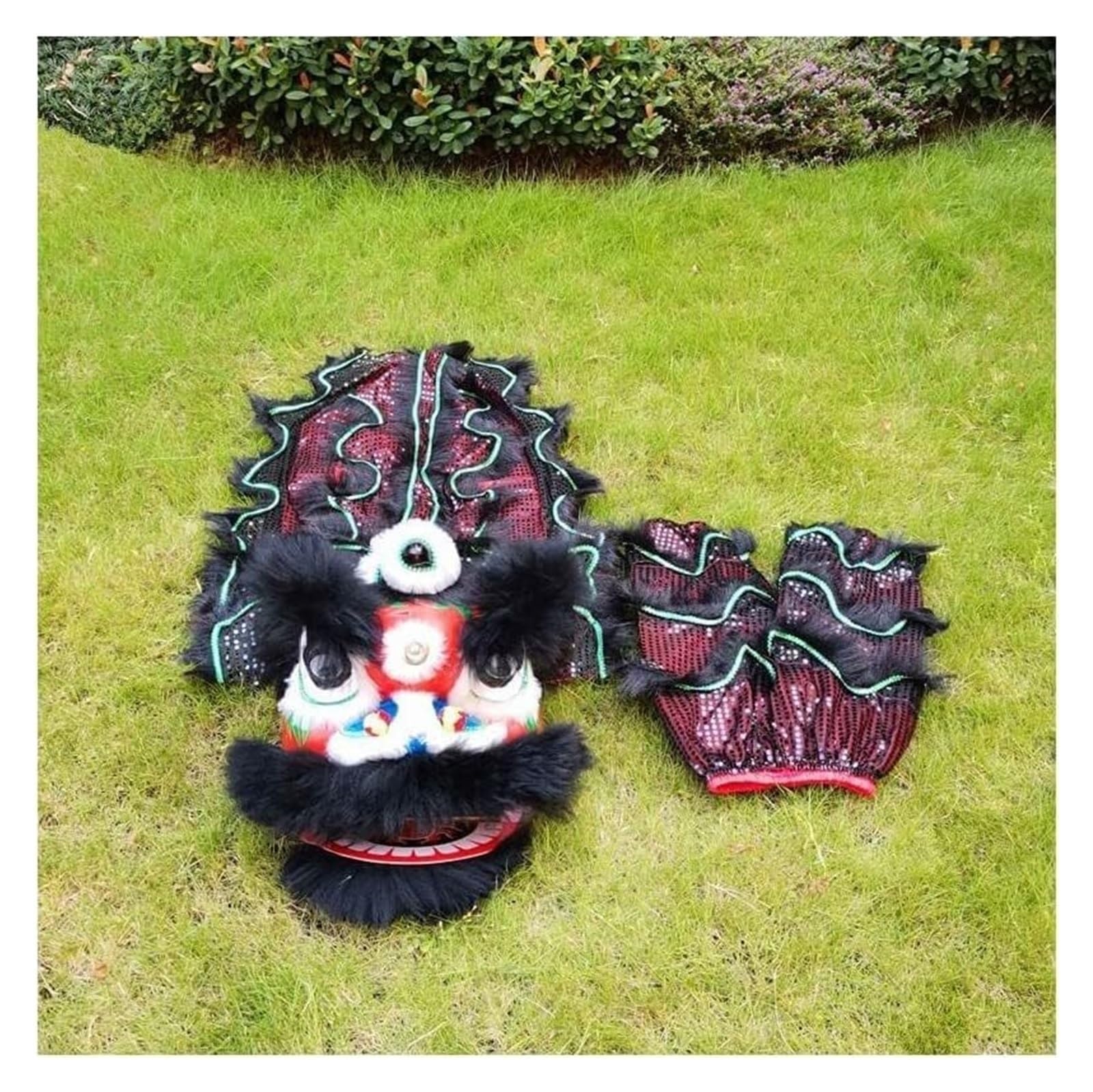 Krxsobnv Black Lion Dance Clothes, 6In Spring Festival Lion Dance Celebration Opening Outdoor Traditional Mascot