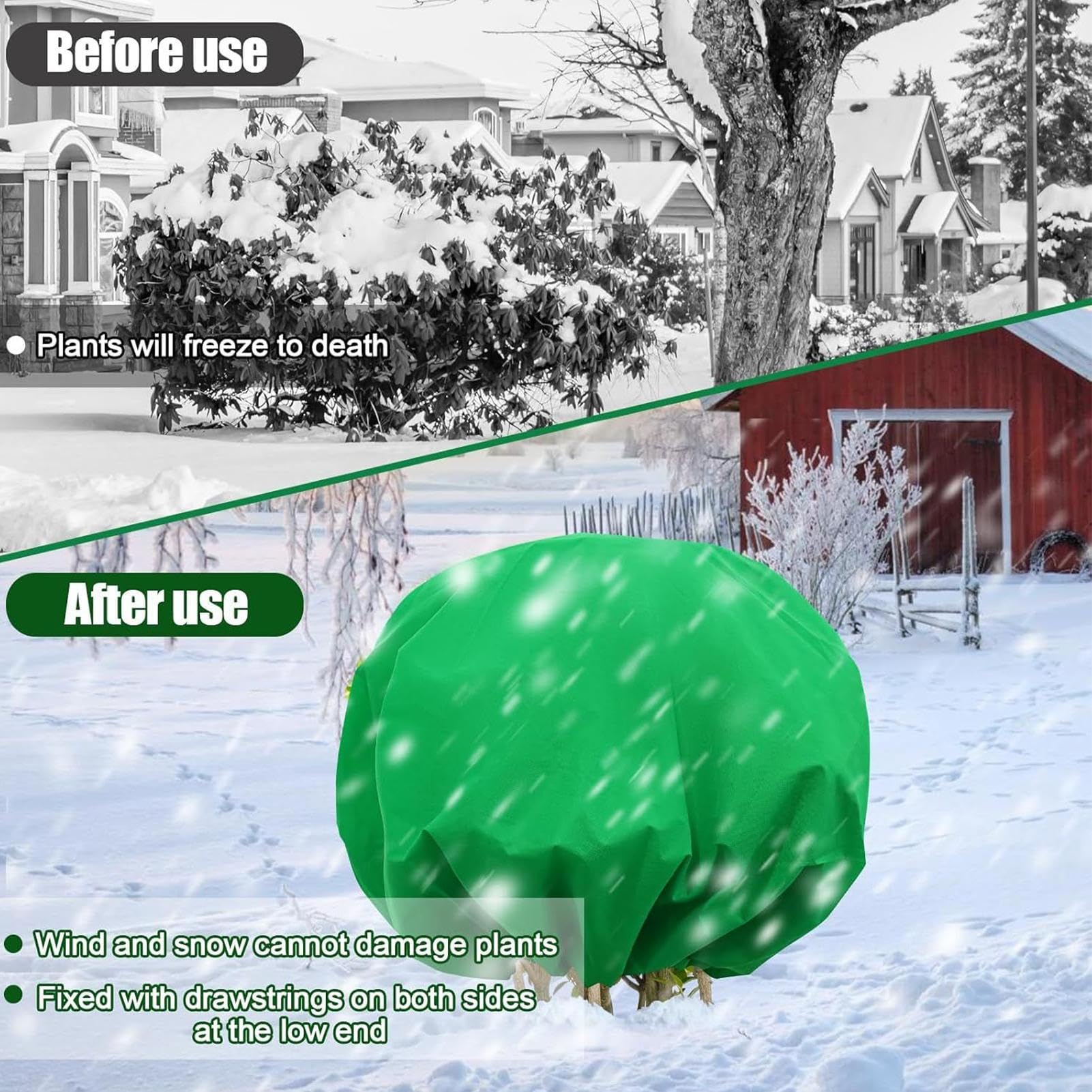 Protection des, Couverture Ronde pour l'hiver – Barrière réutilisable avec Cordon de Serrage pour arbustes, serres, Arbres, parterres surélevés, légumes, Balcon