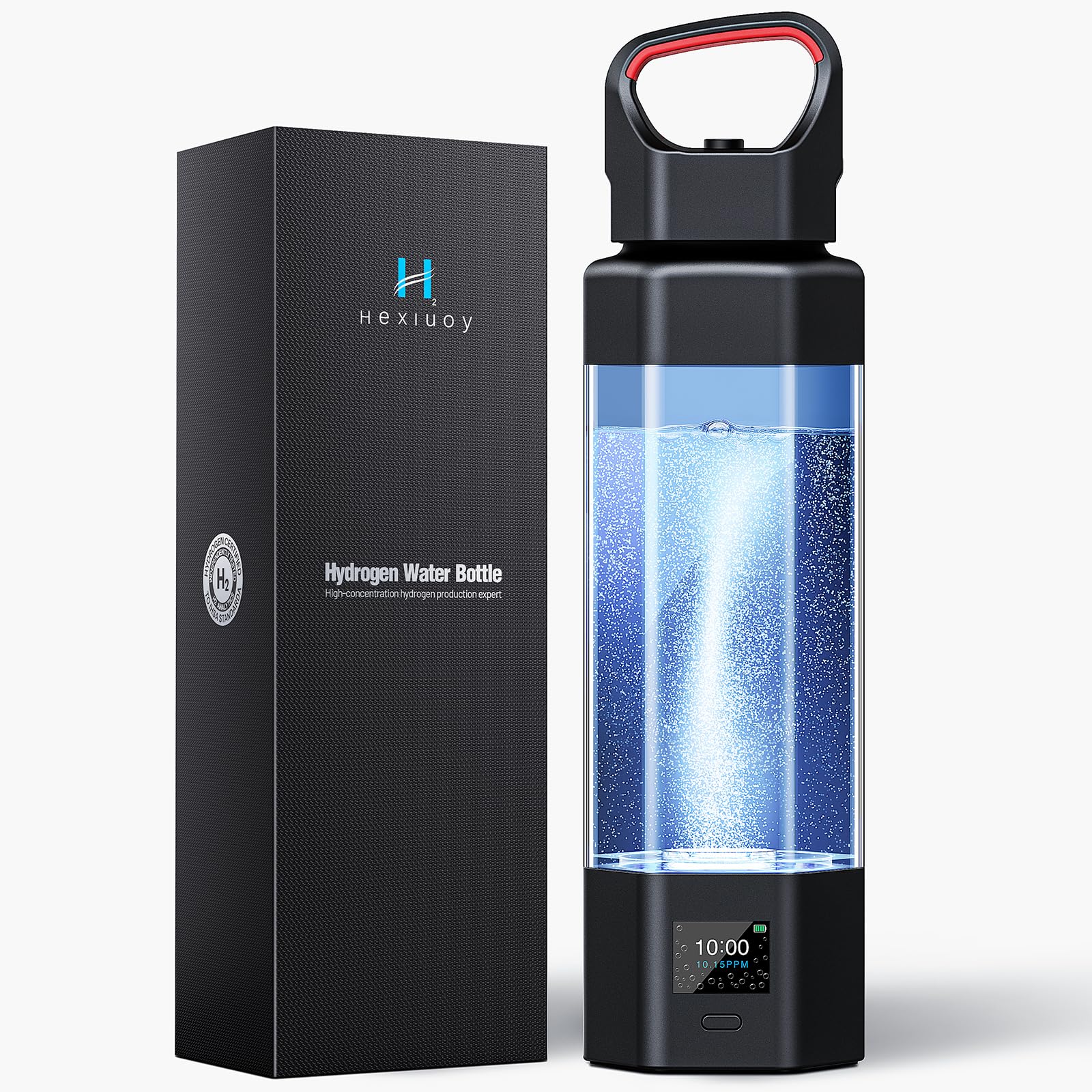 Hydrogen Water Bottle Generator-12 oz Portable Hydrogen Water Maker with SPE PEM Tech 10000 PPB High Concentration Rechargeable