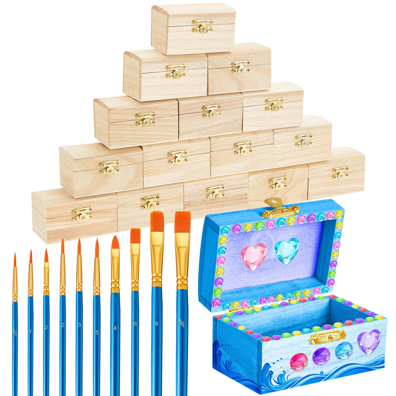 Amazon.com: Leinuosen 15 Pcs Small Wooden Boxes with Hinged Lids