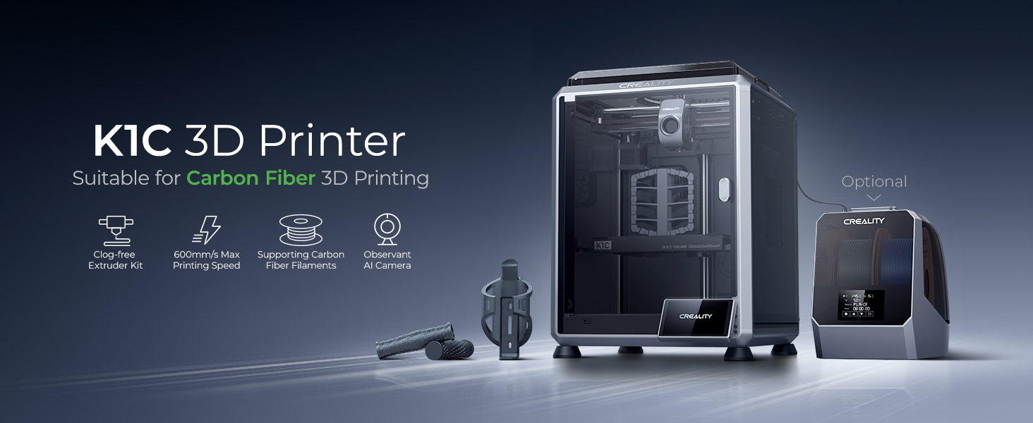 CREALITY K1C 3Dプリンター 本体 カメラ付き カーボン対応 Creality K1C 3D Printer, 600mm/s Fast Speed Auto Leveling 3D
