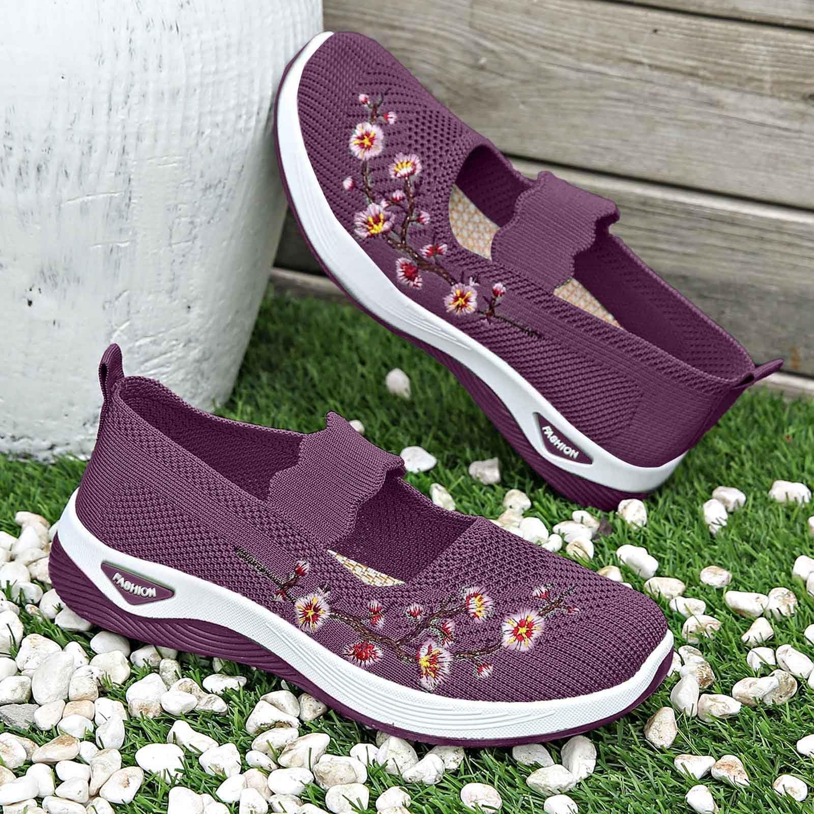 Chaussure Orthopedique Femme a Enfiler Confort Chic Chaussures Printemps Marche Basket Sneakers sans Lacet Confortable Shoes Pied Large Ete Basquette Fitness Hallux Valgus Sandales