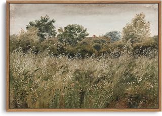 OIQArtOIQ Framed Vintage Landscape Wall Art Natural Scenery Oil Painting Canvas Prints Country Farmhouse Aesthetic Decor Pictures for Kitchen Bedroom Living Room Bathroom