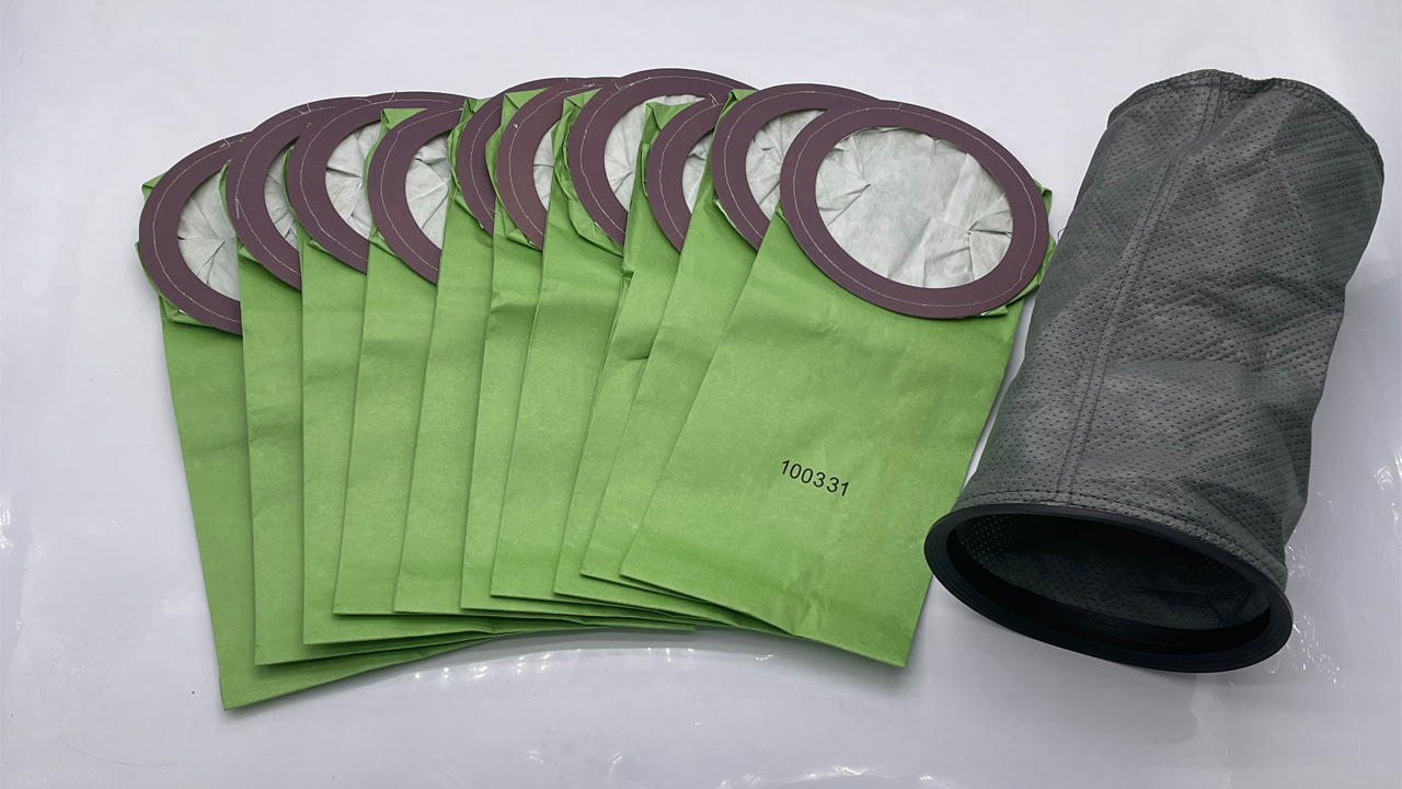 Image of Smilefil Round 10QT Intercept Micro Filter Paper Bags 100331 & Round Reusable Micro Cloth Filter Bags 100565 Replacement Fits for Proteam Cylindrical 10 Quart Backpack Vacuums