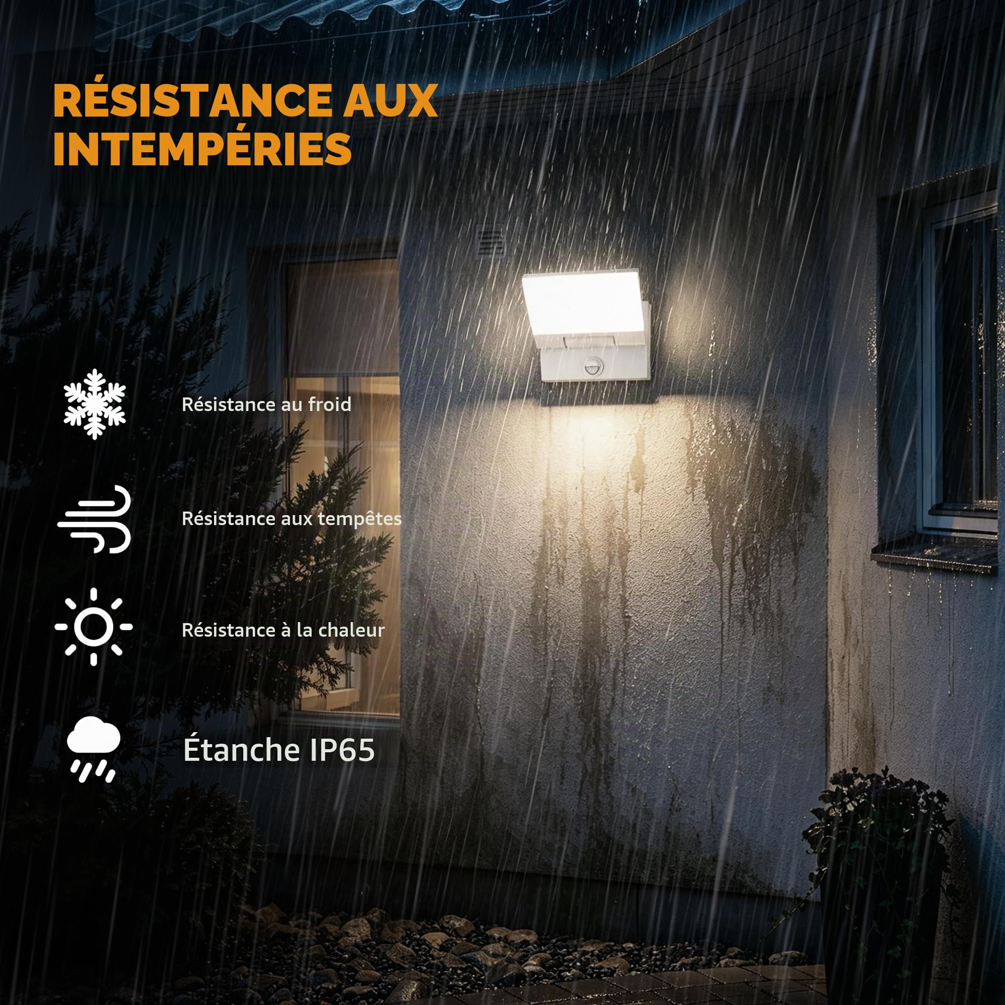 K-Bright 30W Apliques LED Exterior con Sensor de Movimiento Blanc