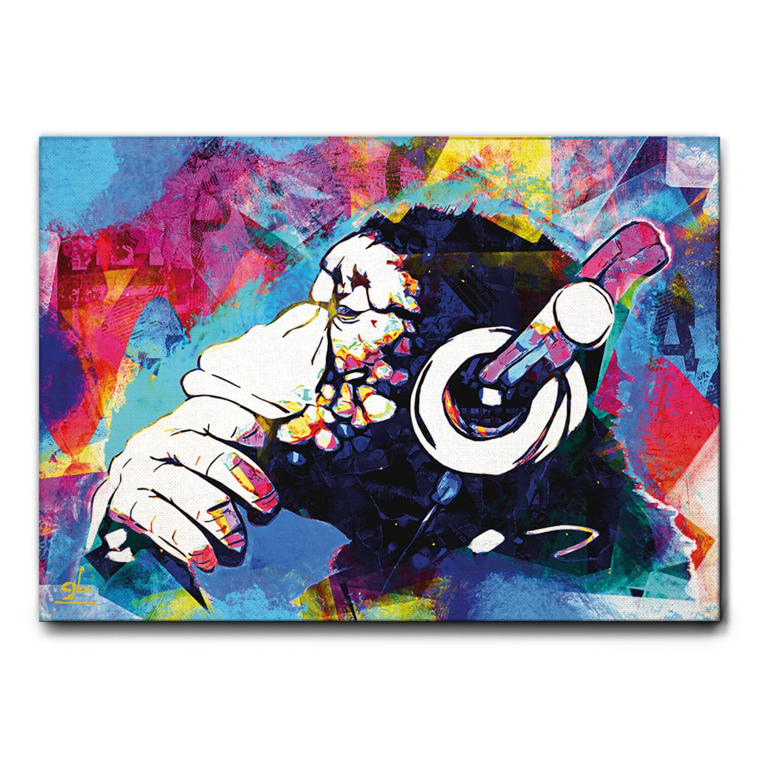 Giallobus - Quadro - Music Monkey Pop Art - Tela Canvas Telaio Standard - 100x70 - Pronto da appendere - Quadri moderni per la casa