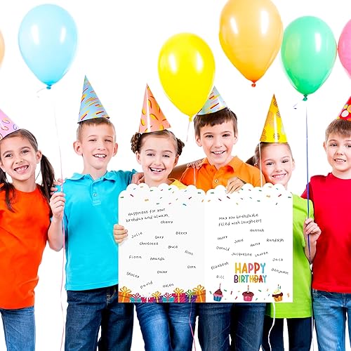 Miniatura 5 de Yoqipati Tarjeta de cumpleaños gigante, libro de invitados gigante, 14 x 22 pulgadas, tarjetas de felicitación de cumpleaños gigantes grandes para