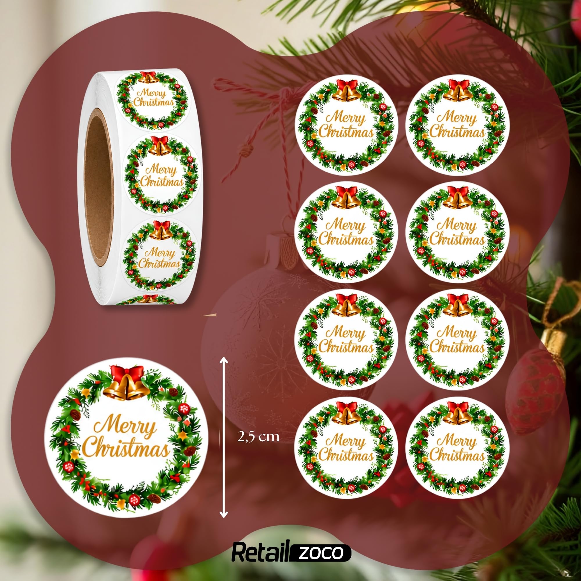 Pegatinas de Merry Christmas para Niños, Christmas stickers, 3 Unidades - imagen 4