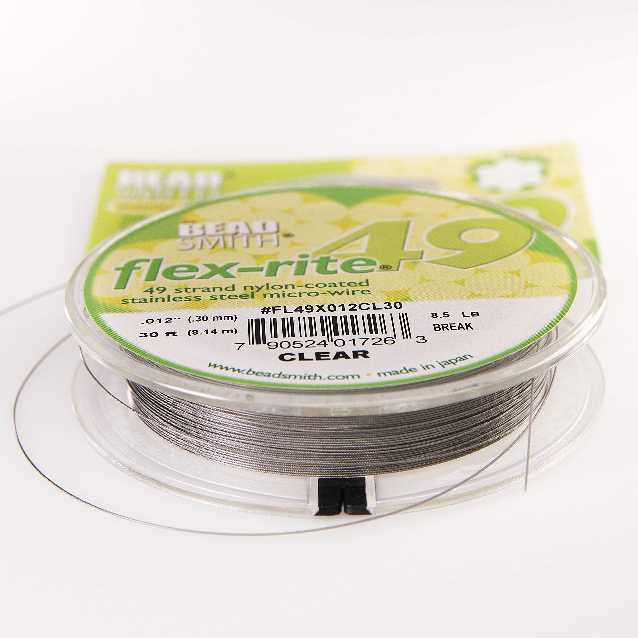 BeadSmith Flex-Rite Beading Wire, 49 Strand .012" Thick, 30 Foot Spool, Clear