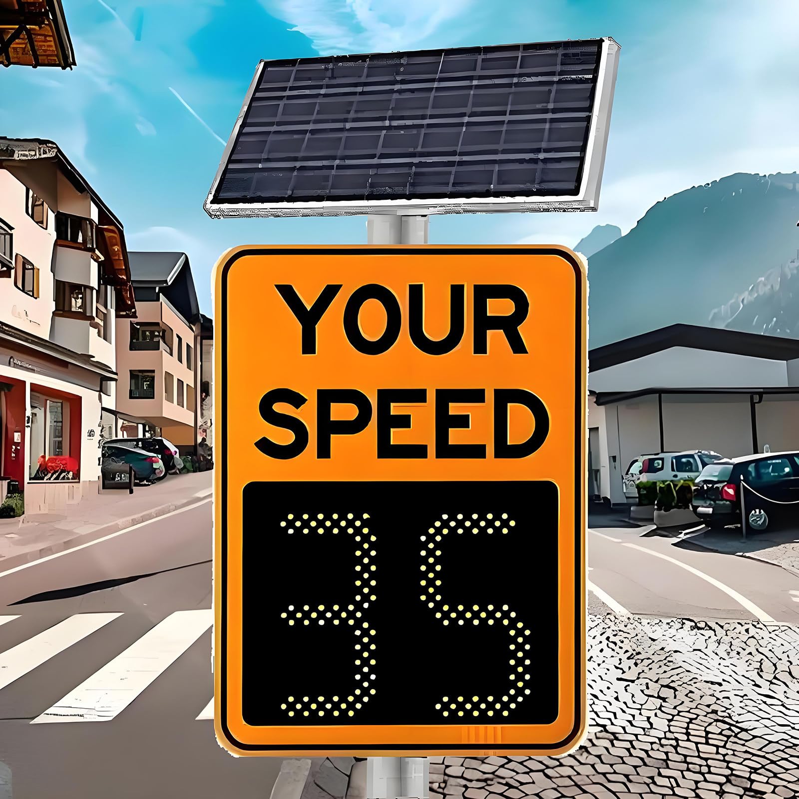 Señal de control de velocidad por radar con alimentación solar, pantalla LED de 2 dígitos, panel de advertencia de tráfico para el control de velocidad.