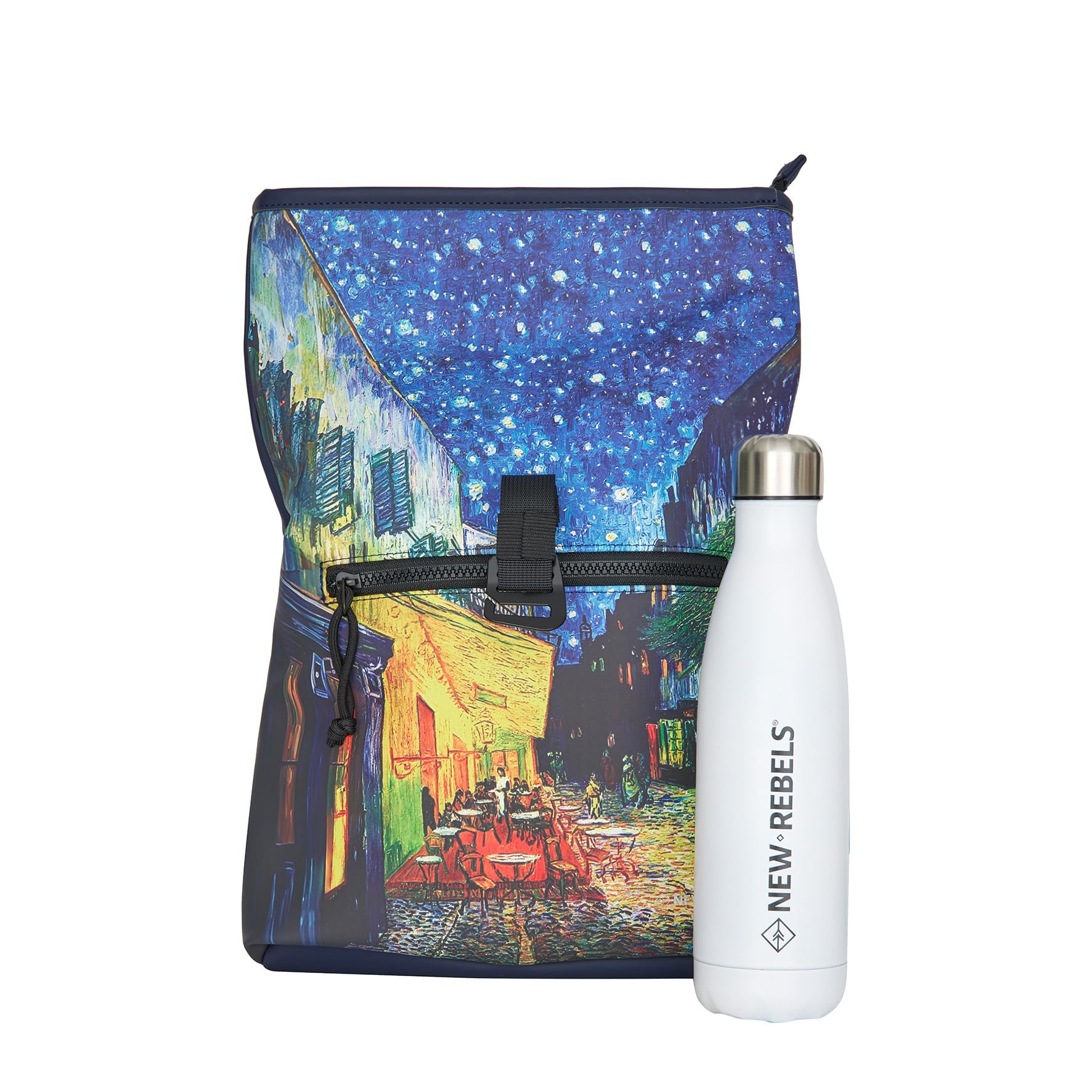 New Rebels Mart Los Angeles Cafe at Night Wasserabweisender Rucksack – 7l Rolltop – Modische Tasche Für Jedes Abenteuer – Wasserabweisender Rucksack Unisex - Night Darkgreen