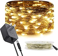 Vista 13 de RUICHEN Luces de Hadas de Alambre Plateado Enchufables de 33 Pies 100 LED Cadena de Luces con Carrete, Verde