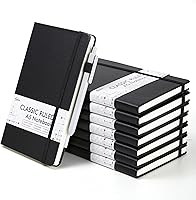 Feela 8 Pack A5 Hardcover Ruled Notebooks with Pen Holders & 8 Black Pens - 120GSM Thick Lined Journals for School Work Bulk