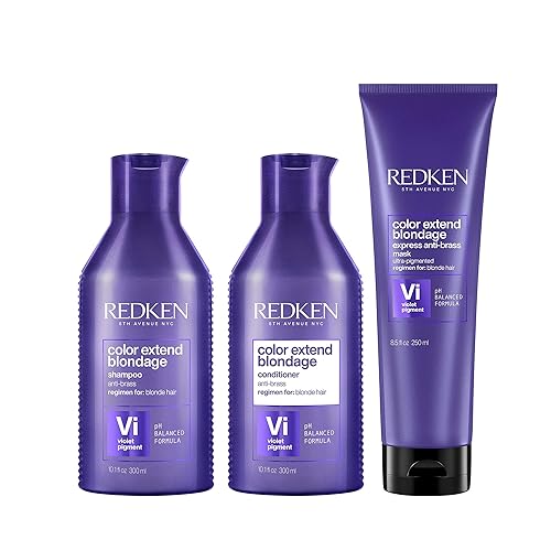 REDKEN Color Extend Blondage - Champú, acondicionador y máscara para el cabello morado  Para cabello rubio  Neutraliza los tonos cobrizos en cabello