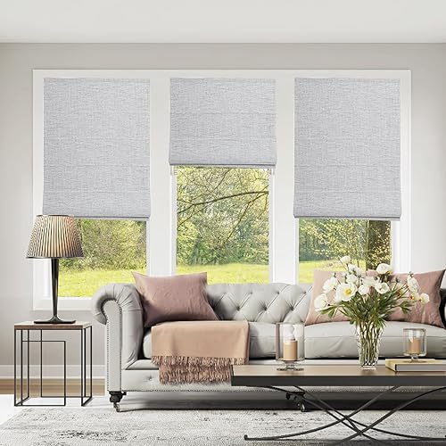 Miniatura 6 de Artdix - Persianas romanas y opacas, sin cuerdas, sólidas, hechas a medida para ventanas, puertas, granja o cocina, color gris