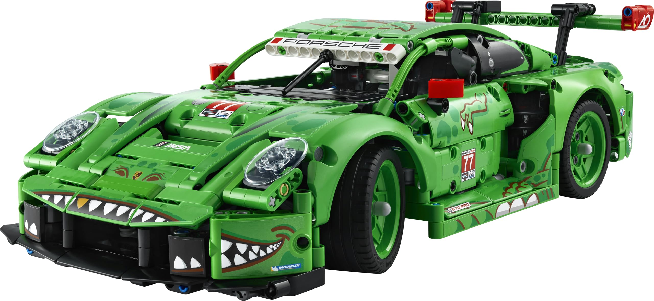 LEGO Technic Auto Porsche 911 GT3 R REXY AO Racing - Macchina Giocattolo - Kit di Modellismo con Motore a 6 Cilindri, Trazione Posteriore e Design da Dinosauro - Regalo per Bambini da 11 Anni - 42224