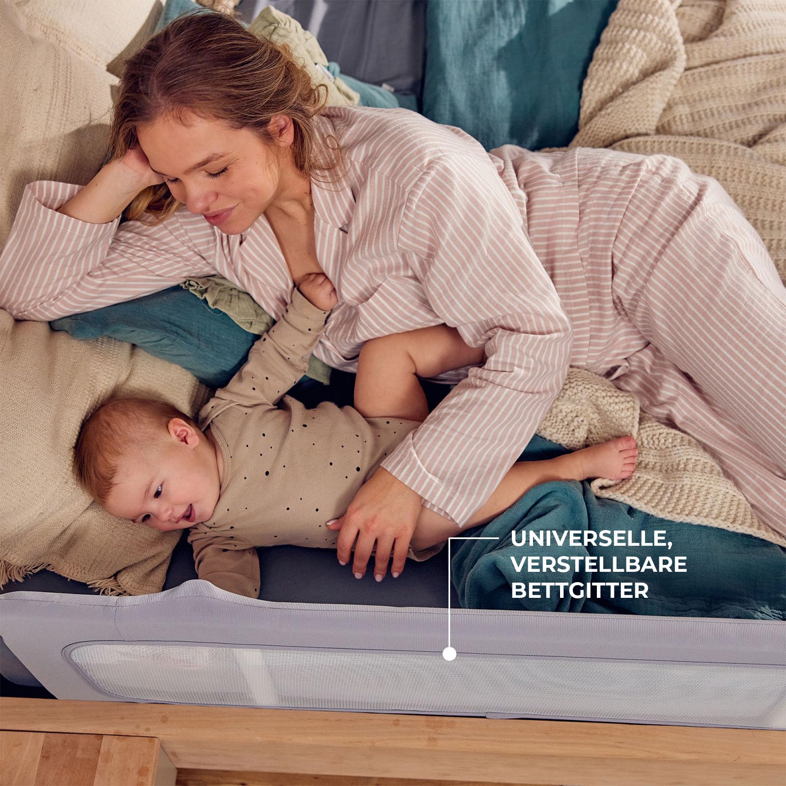 Kinderkraft Guard and Dream Bettgitter 120x40 cm, Bariere Rausfallschutz, Zusammenklappbar, Leicht zu transportieren mit Tragetasche, Einfache Montage, Grau