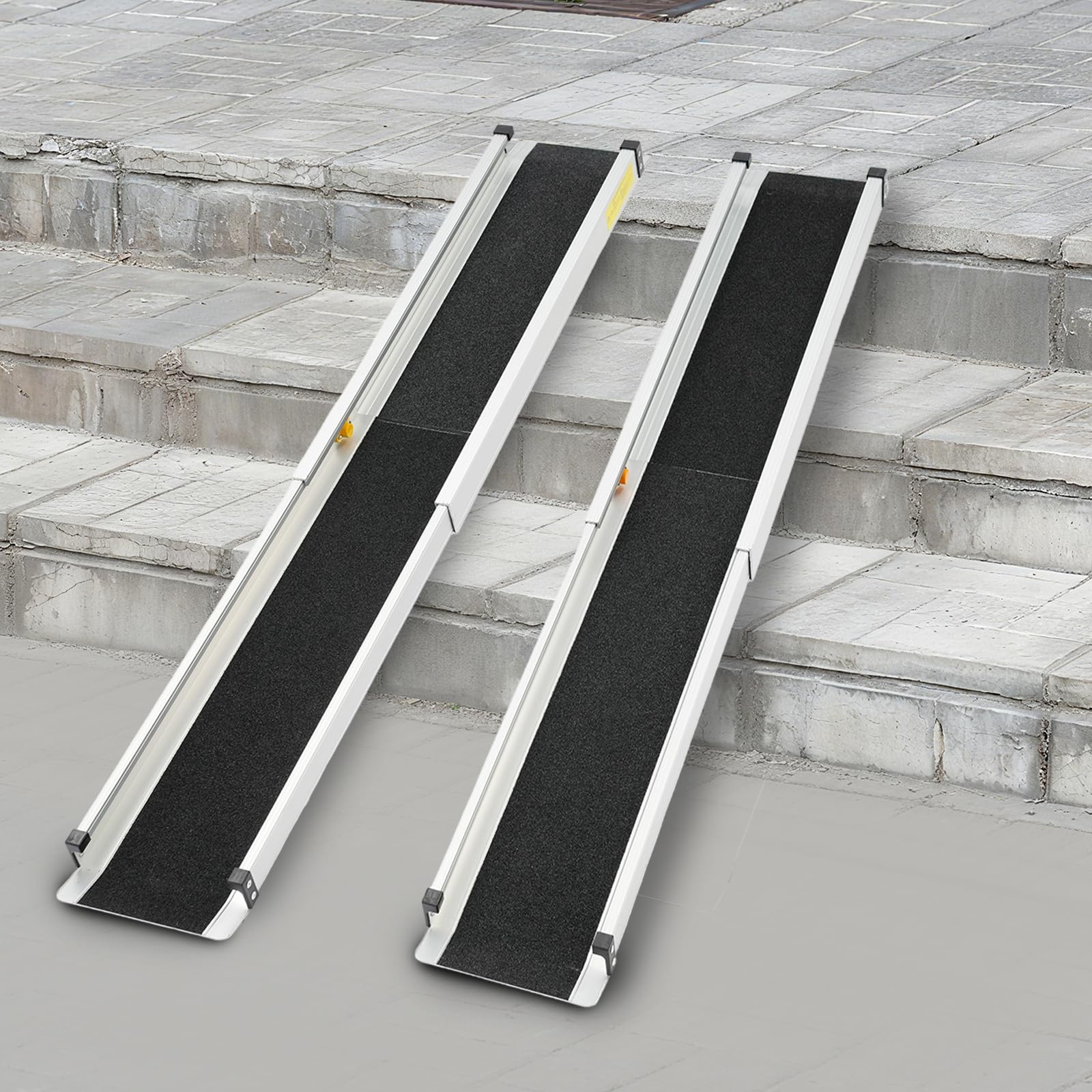 Rampa telescópica para silla de ruedas, 122 cm, de aluminio, antideslizante, con bolsa de almacenamiento, para scooter, silla de ruedas, cochecito, juego de 2