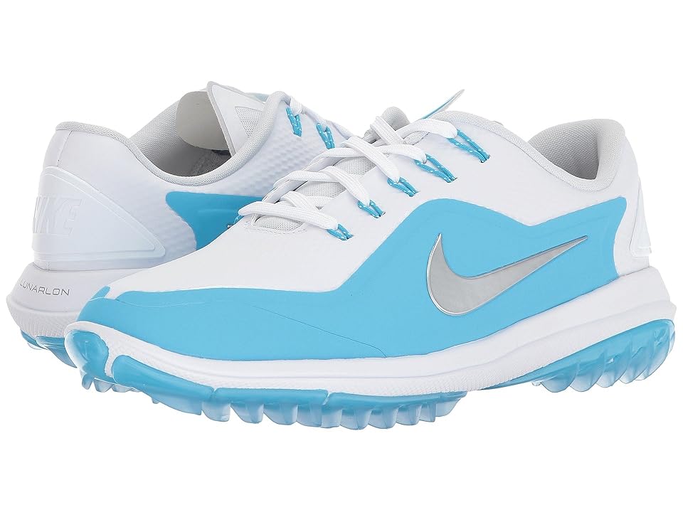 

Nike Golf Lunar Control Vapor 2 (White/Metallic Silver/Blue Fury) Women's Golf Shoes