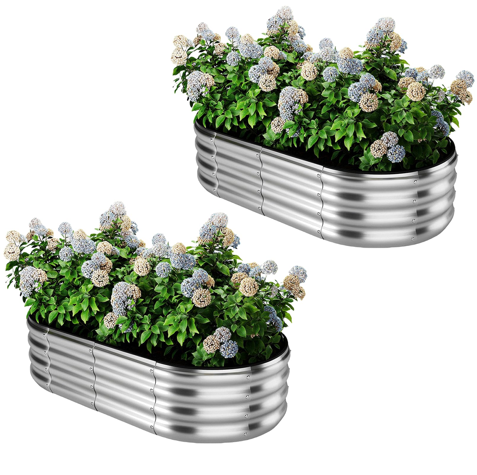 ZFHgarden Galvanized Metal Planter Raised Garden Bed Kit (4x2x1ft, 2-Pack)