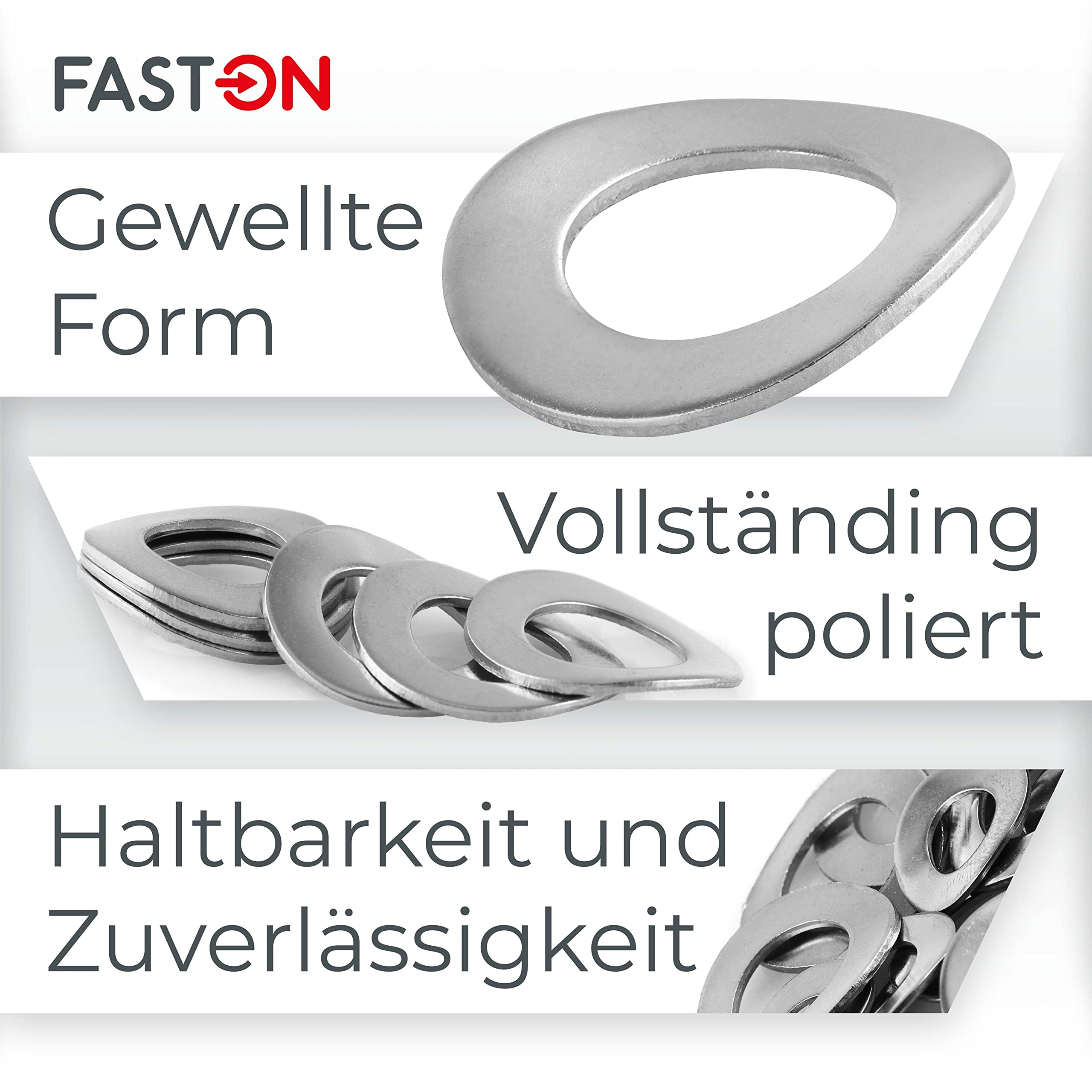 FASTON® Federringe M14 Edelstahl A2 V2A (500 Stück) DIN 137 gewellt Form B Sprengringe Wellscheiben Federscheiben Unterlegscheiben Beilagscheiben Federring