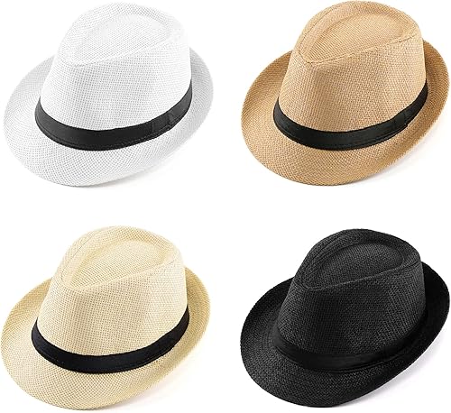 FALETO Sombrero de paja de Panamá unisex de verano con ala corta, gorra de sol para playa