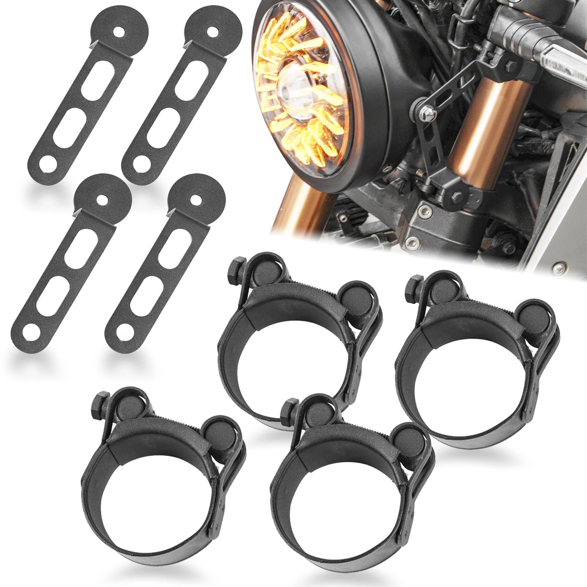 Amazon | バイク ヘッドライトステー φ48mm-51mm調節可能 ステンレ