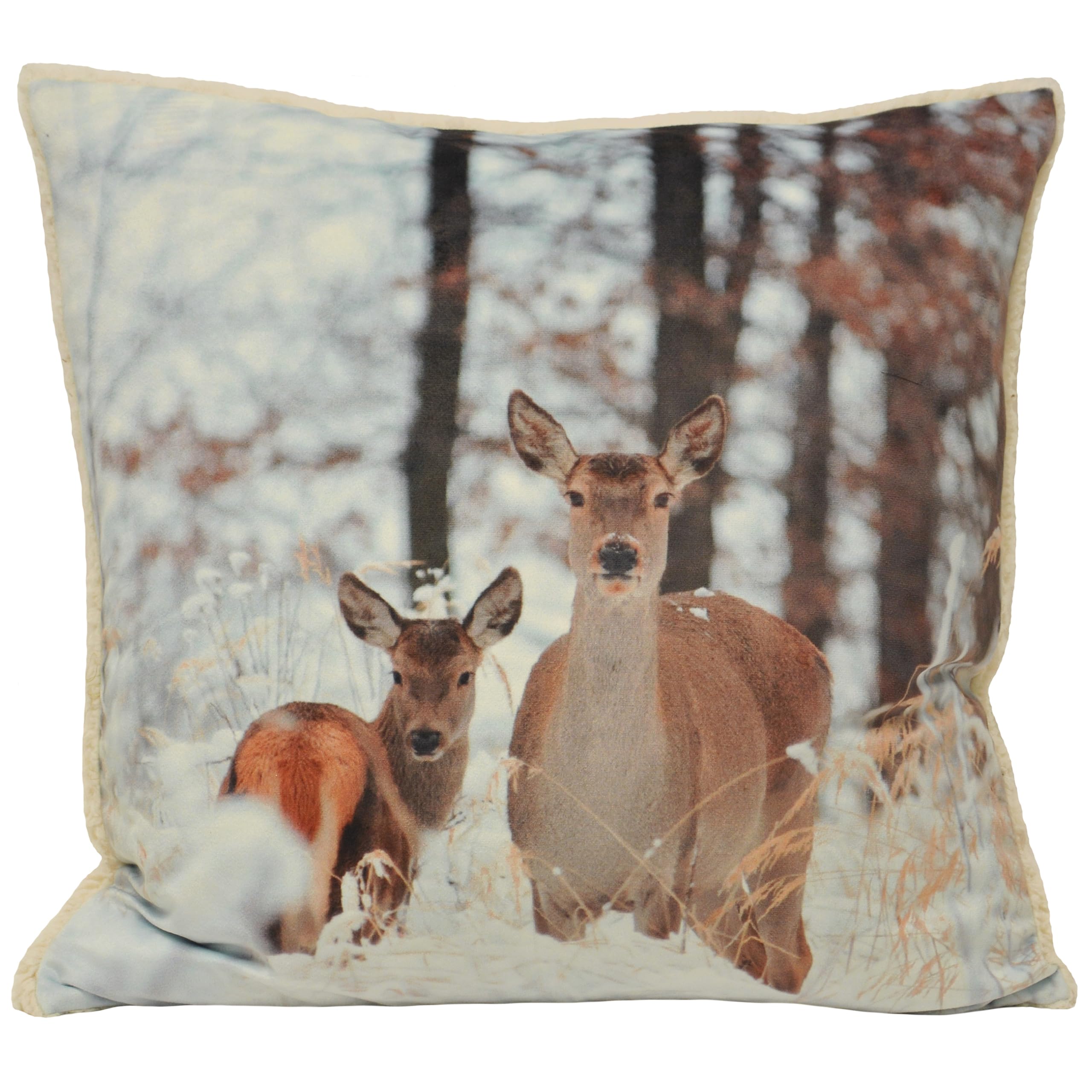 Paoletti Mother and Fawn Photographic Print Feather Filled Cushion