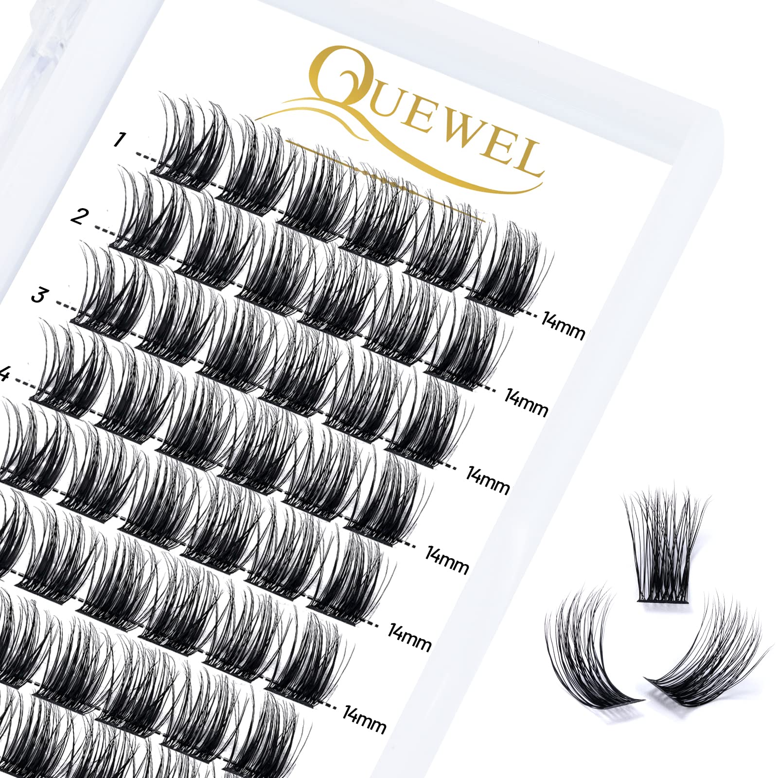 QUEWEL DIY Cluster Lashes - Individual Volume False Eyelashes, Soft & Light, Segmented, For Makeup Home Use (Honey01-D-MIX8-16mm) — view 45