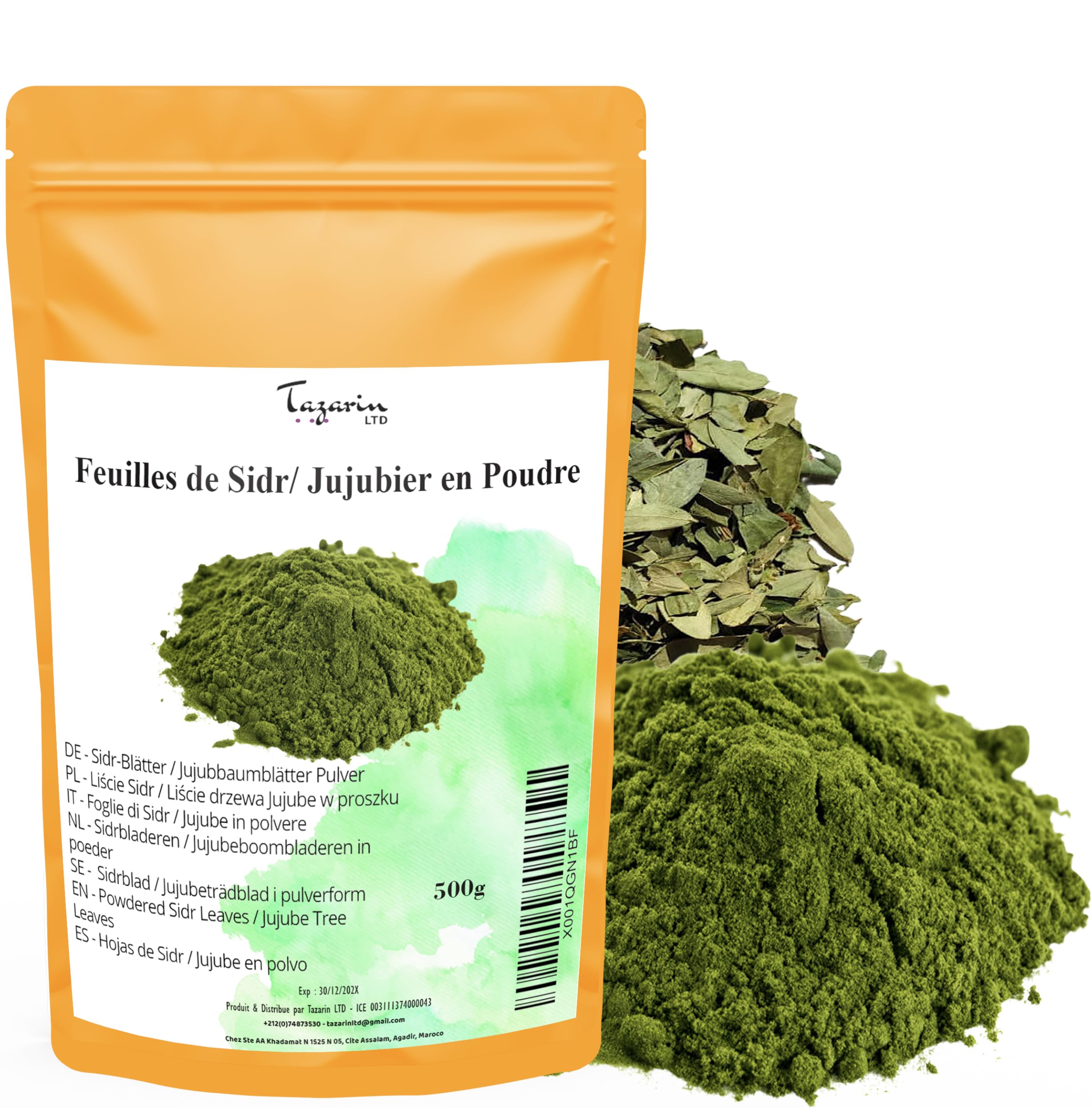 500g Feuilles de Sidr/Jujubier Moulues - Poudre de Jujubier - Arôme & Goût Intense - 100% Naturel, Pur et Sans Additifs