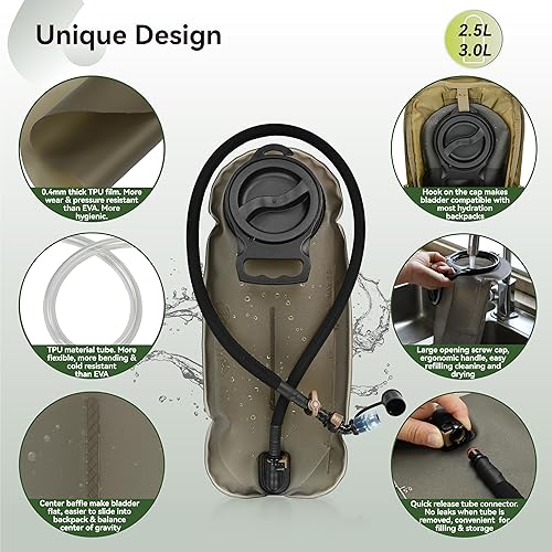 Miniatura 3 de MARCHWAY 2L2.5L3L - Bolsa de depósito de agua de poliuretano termoplástico sin sabor, con tubo aislado para hidratación, paquete para ciclismo,