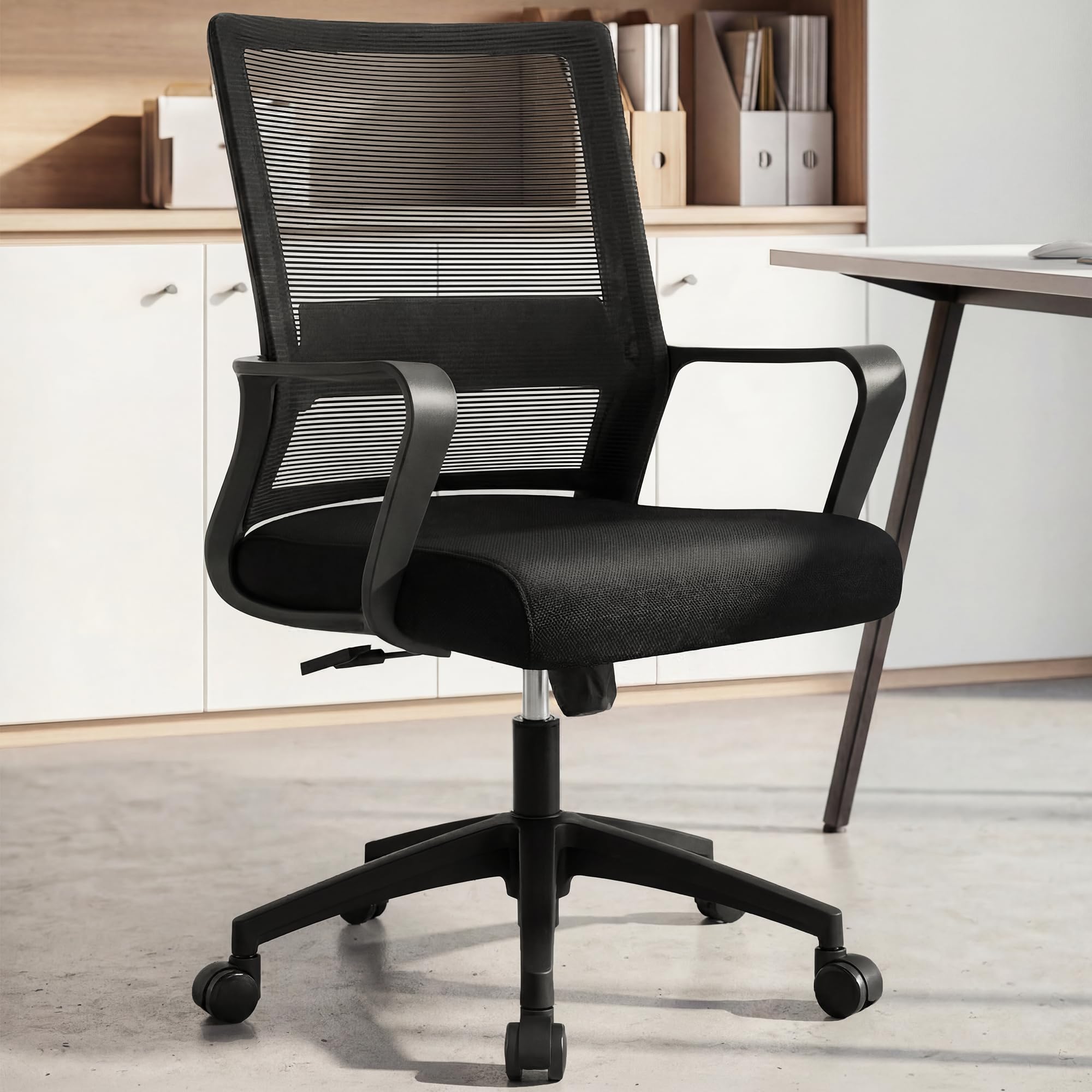 NEO CHAIR Office Computer Desk Chair Mid-Back Mesh Wide Seat, Black