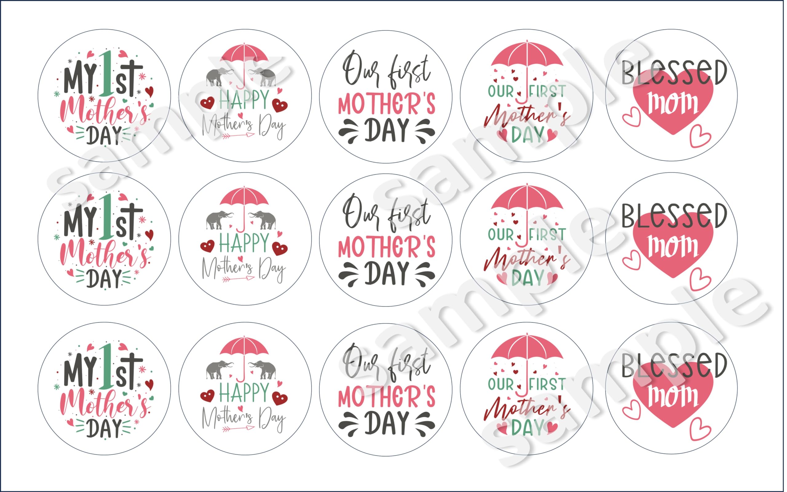 My first Mother's Day Edible images for Oreo cookies chocolate covered, edible image cupcake topper printed on edible paper sugar icing sheet, for cookie decorating, 15 circles 2