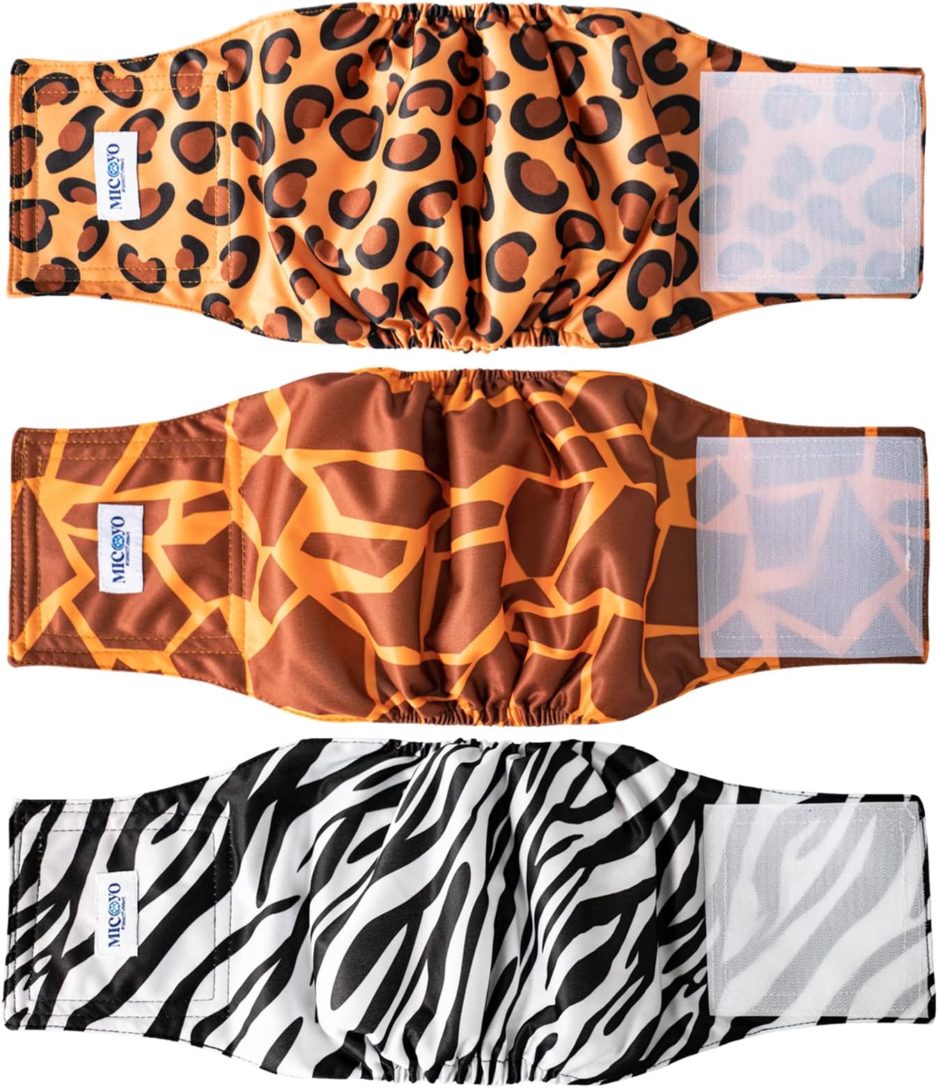 MICOOYO Washable Belly Bands For Male Dogs | Reusable Doggie Diapers | Absorbent Doggy Wraps with Adjustable Fastener (Wild Africa, L)