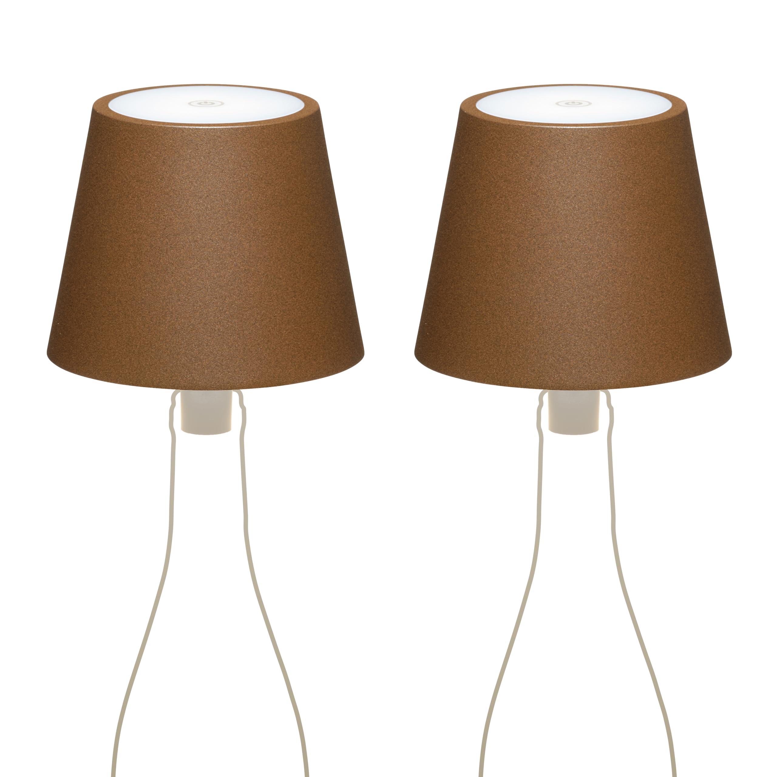 kit da 2 X MarieB Lampada LED Wireless, Ricaricabile e Dimmerabile, Abat-Jour per Interno/Esterno, 48h Autonomia, 3 Temperature di Luce, Alluminio, LVL(Mineral Corten)