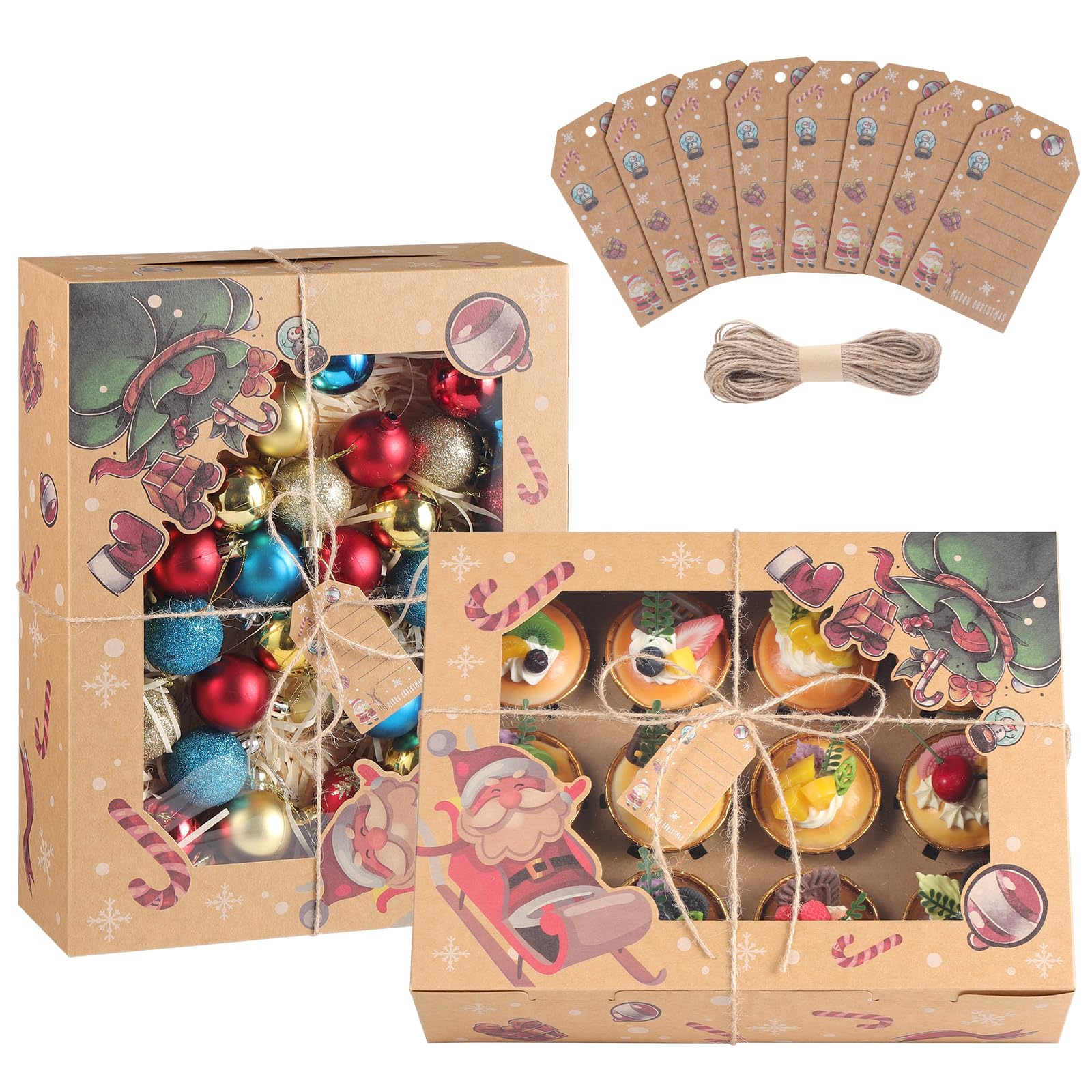 TsunNee 10PCS Christmas Cupcake Boxes 12 Hole Muffin Boxes with Inserts, Xmas Treat Boxes Gift Boxes
