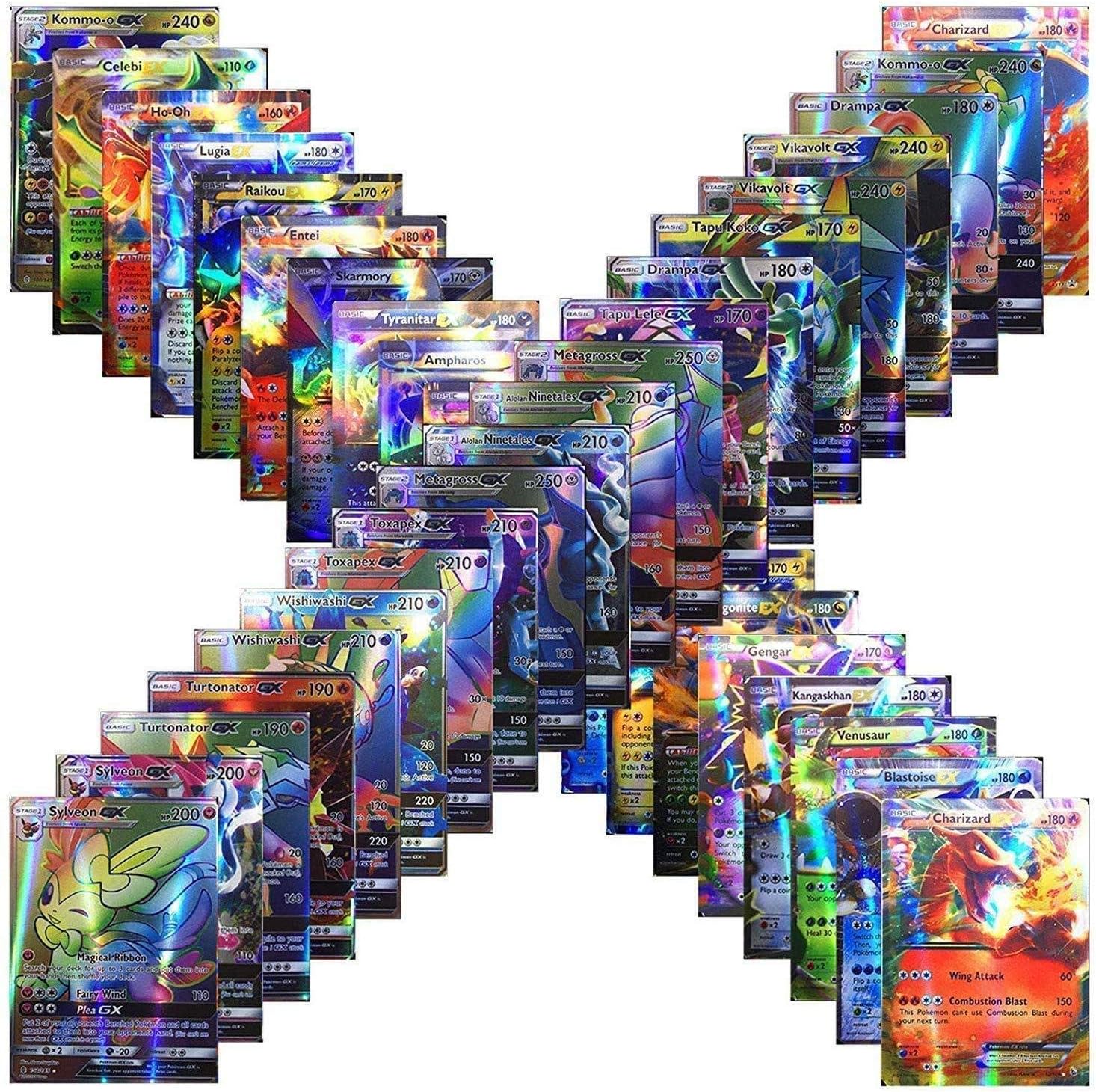 Pokemon Card, Pokemon Cards, Pokemon Flash Card, Pokémon Card, Pokemon Rare Card Kids Card,Full GX Cards, Random Cards100-Piece Cards Pack （20 GX + 20 Mega + 1 Energy + 59 EX Arts）