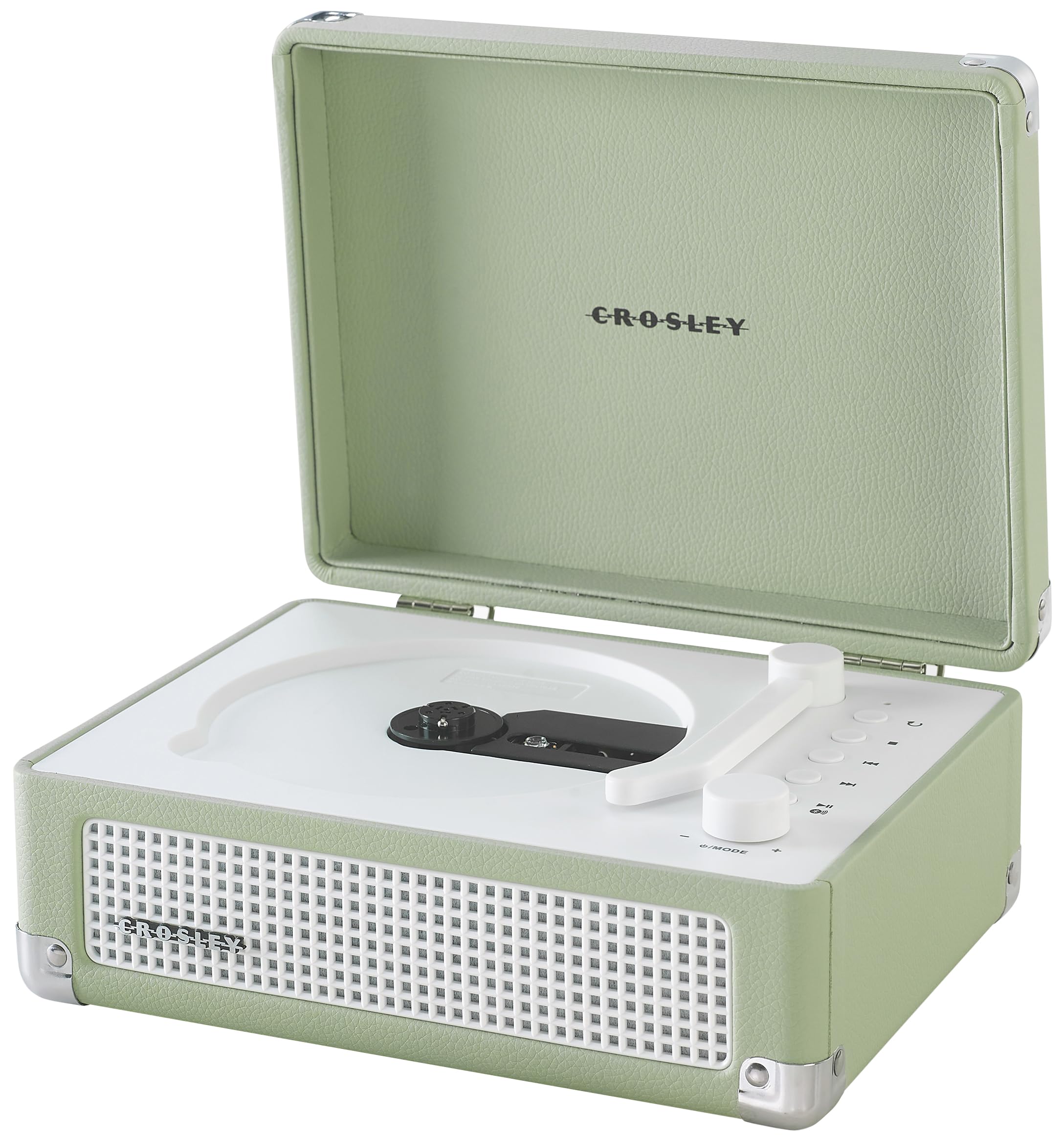 Crosley CR3505A-MT Cruiser Lecteur CD Portable rétro avec Haut-parleurs stéréo Bluetooth et Radio FM, Menthe | Haut-parleurs stéréo intégrés et radio FM - Lecteurs CD rechargeables pour la maison, design vintage valise