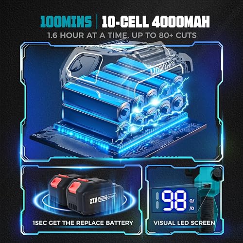 Miniatura 3 de Sierra de poste inalámbrica 2 en 1 y mini motosierra de 8 pulgadas, motosierra eléctrica de mano aprobada por Forest Ranger con 2 baterías