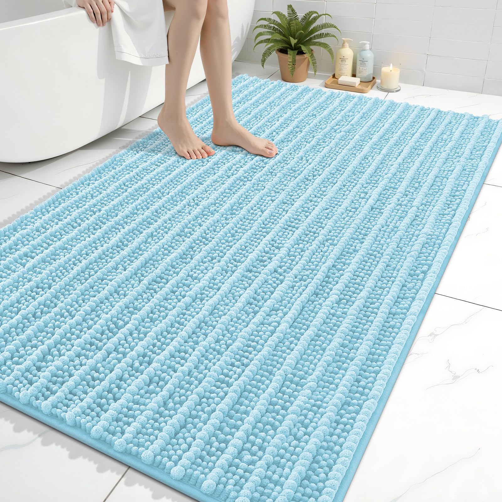 Arotive Bathroom Rugs Mat 59x35, Soft Absorbent Chenille Shaggy Bath Mat