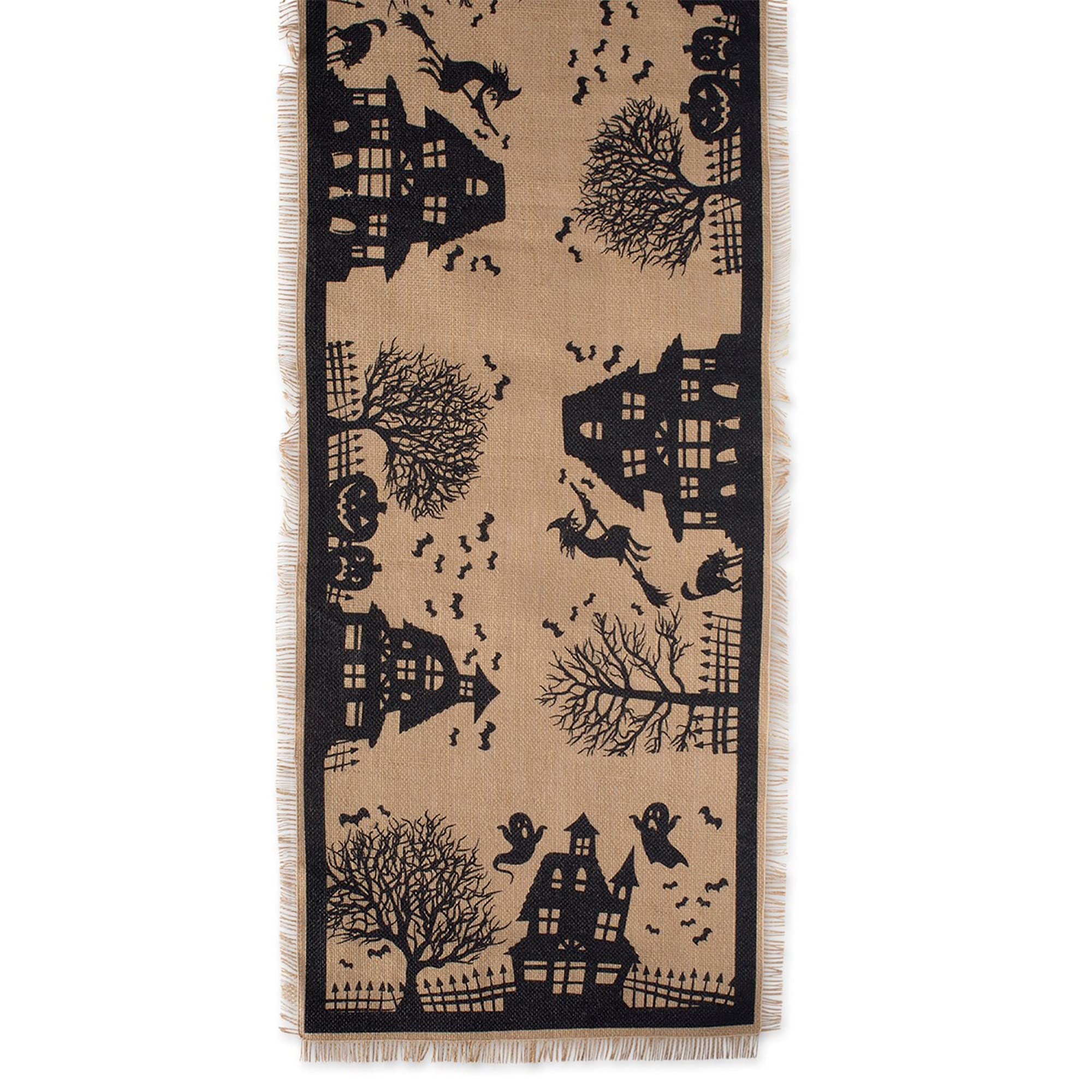DII Halloween Jute/Burlap Tabletop Decoration Spooky Primitive Style, Table Runner, 14x113, Haunted House - Image 3