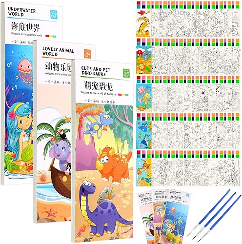 Paquete de 3 libros de pintura de acuarela de bolsillo, juego de acuarela, bolsillo de viaje, kit de acuarela, colorea tus propios marcadores para