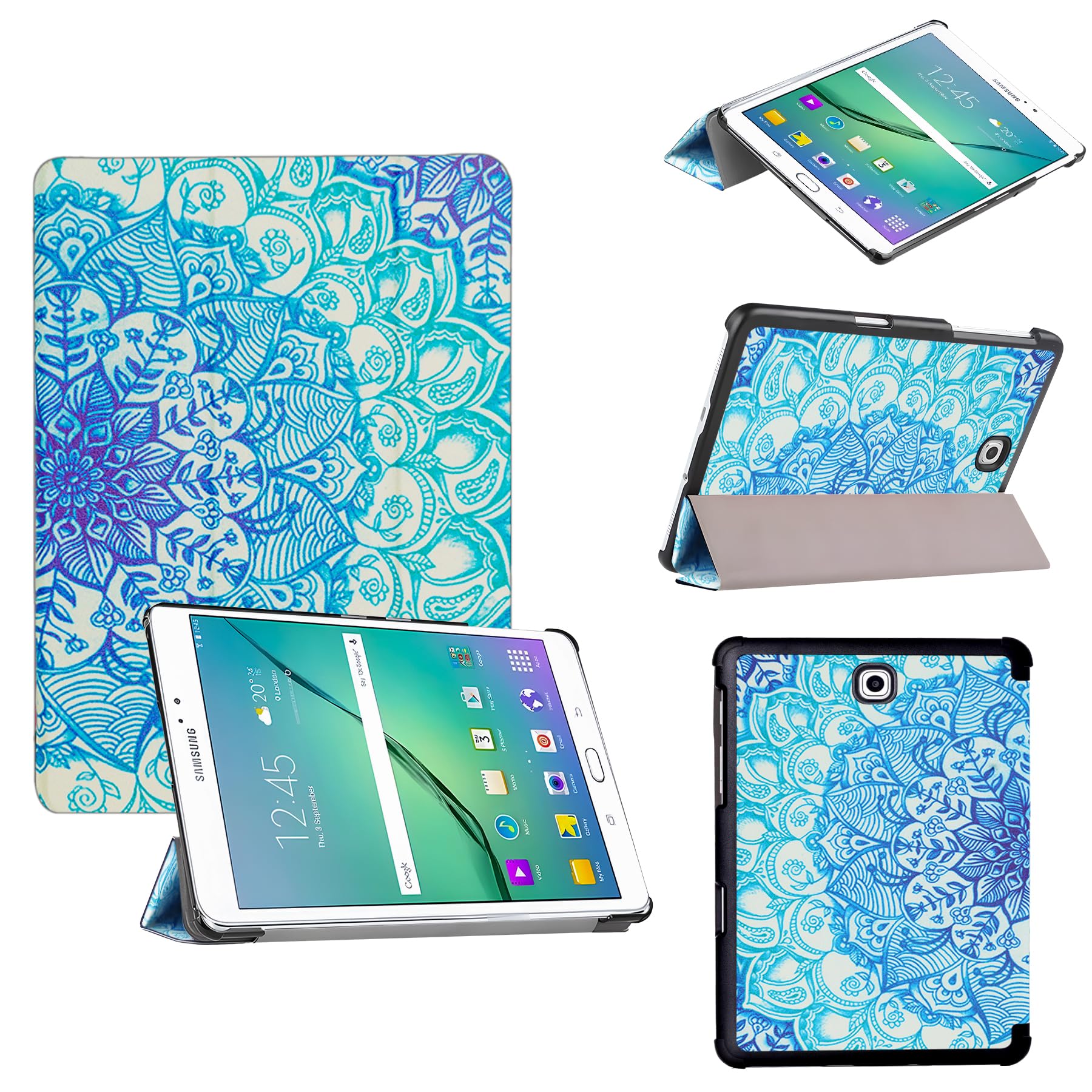 Tri-Fold Case Compatible with Samsung Galaxy TAB S2 8.0 inch Tablet (SM T710/T713/T715C/T719C), Includes a Screen Protector - Premium PU Leather Tri-Fold Cover with Auto Sleep/Wake