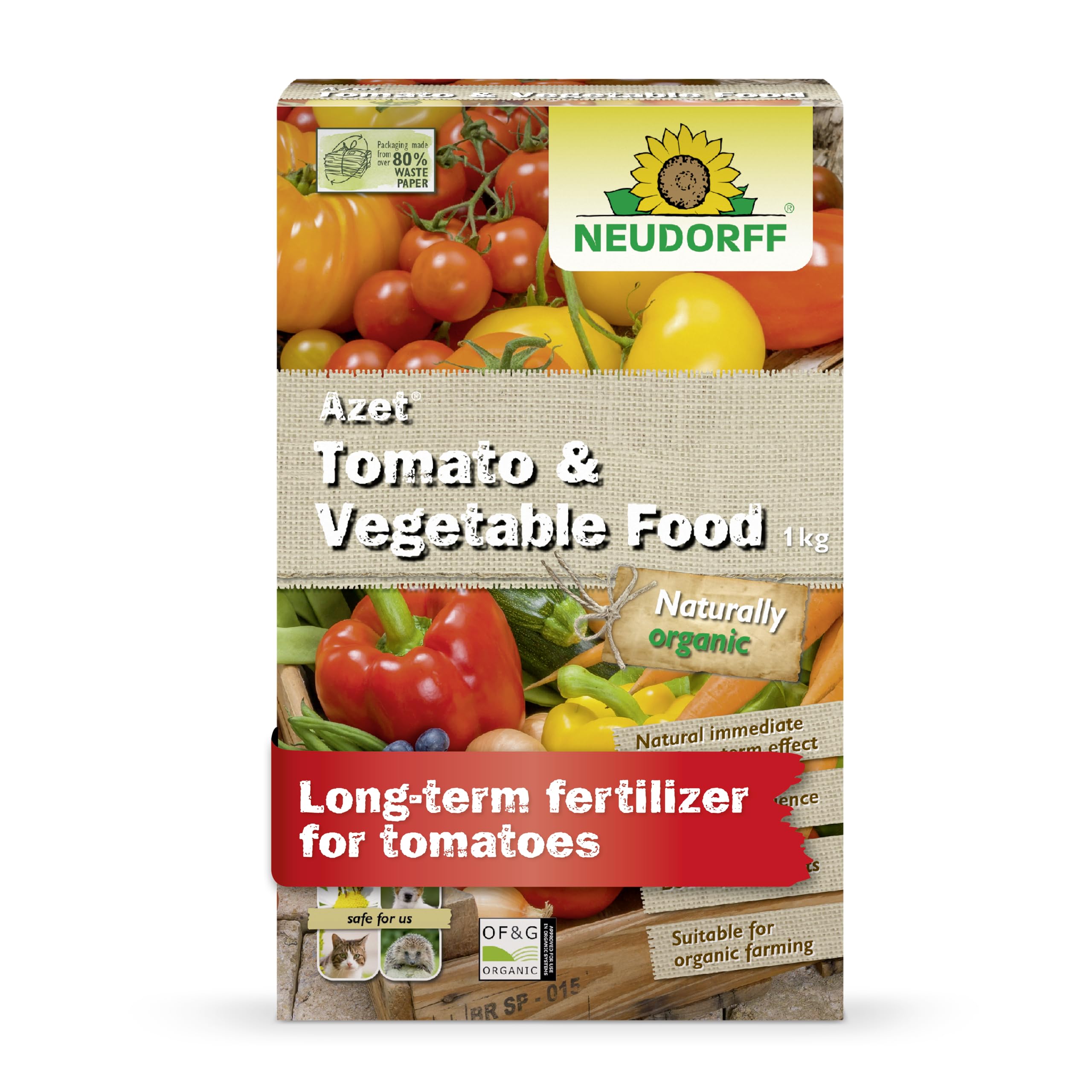 Neudorff Azet Tomato & Vegetable Food – Organic tomato plant feed with mycorrhiza and natural immediate & long-term effect for aromatic tomatoes, 1 kg