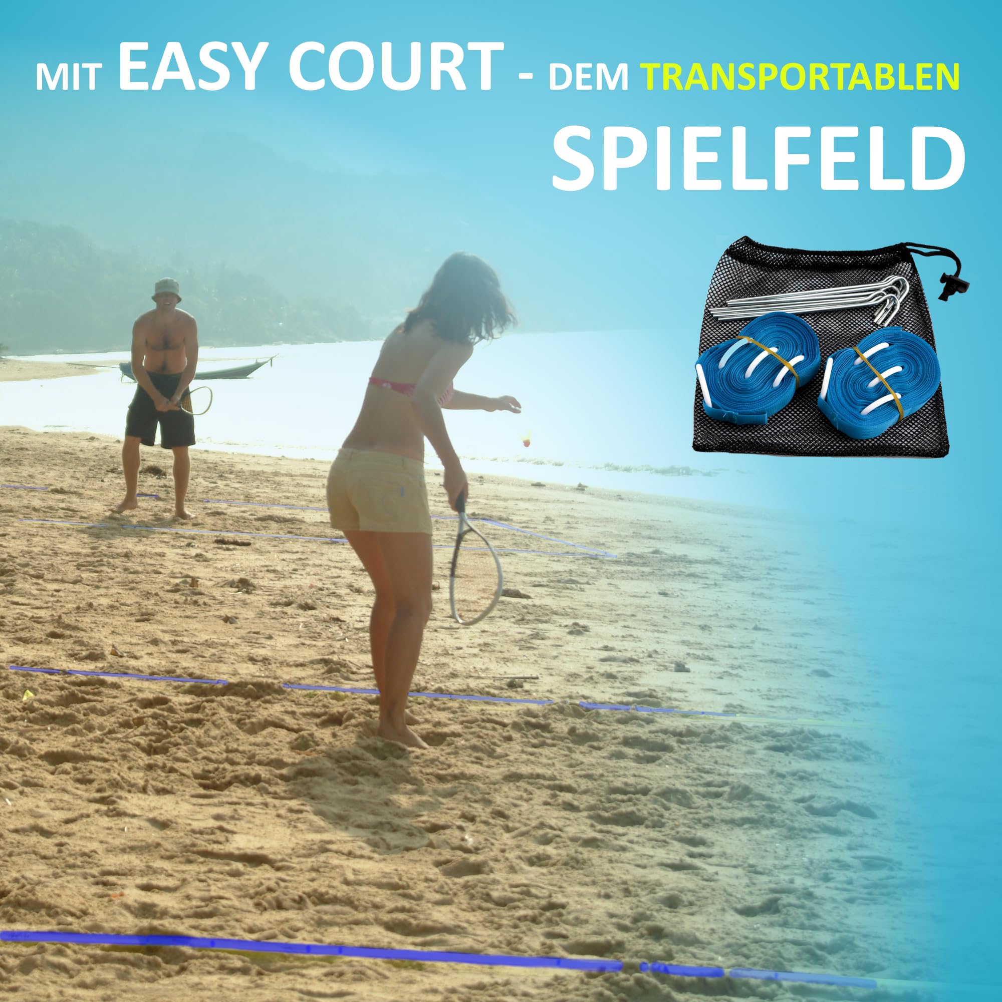 Speedminton S700 Set - Original badminton de velocidad / crossminton all-round set incluye 2 racketas, 5 Gallitos, Cancha facil de armar, maleta