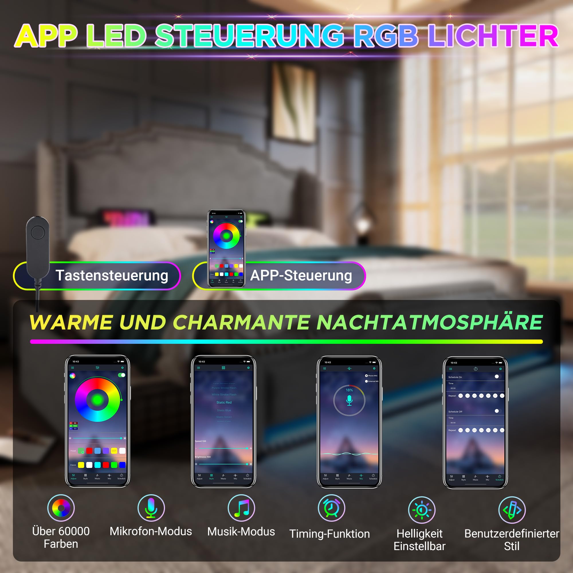 Merax Polsterbett 180x200cm Doppelbett Bettrahmen mit 4 Schublade, Gepolstertes Bett mit LED & USB-C-Ladeanschluss, Stauraumbett Funktionsbett mit Lattenrost, Samt, Retro-Stil, ohne Matratze, Grau