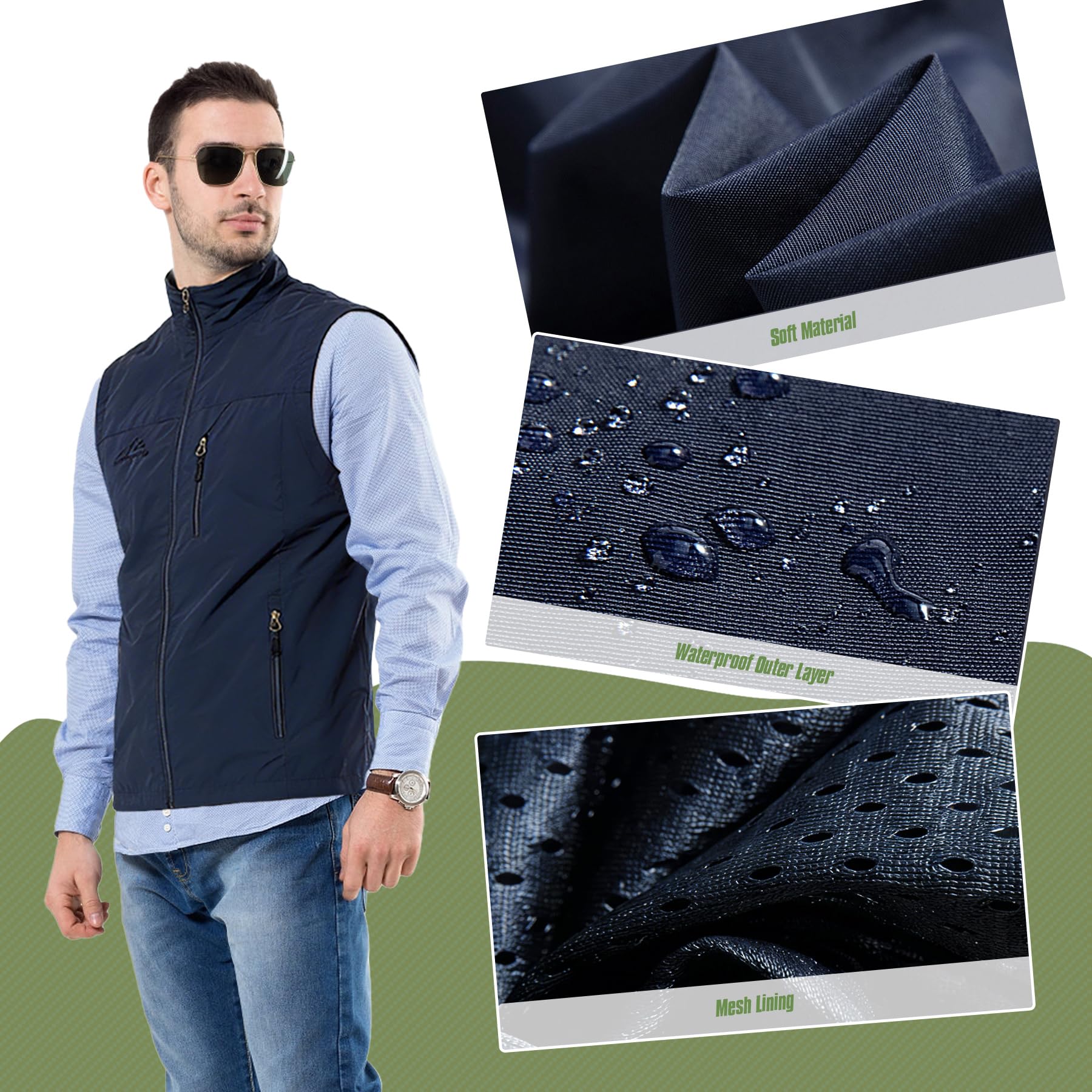Herren Outdoor Weste Sommerweste Leicht Anglerweste Camping Arbeitsweste Atmungsaktiv Ärmellose Jacke