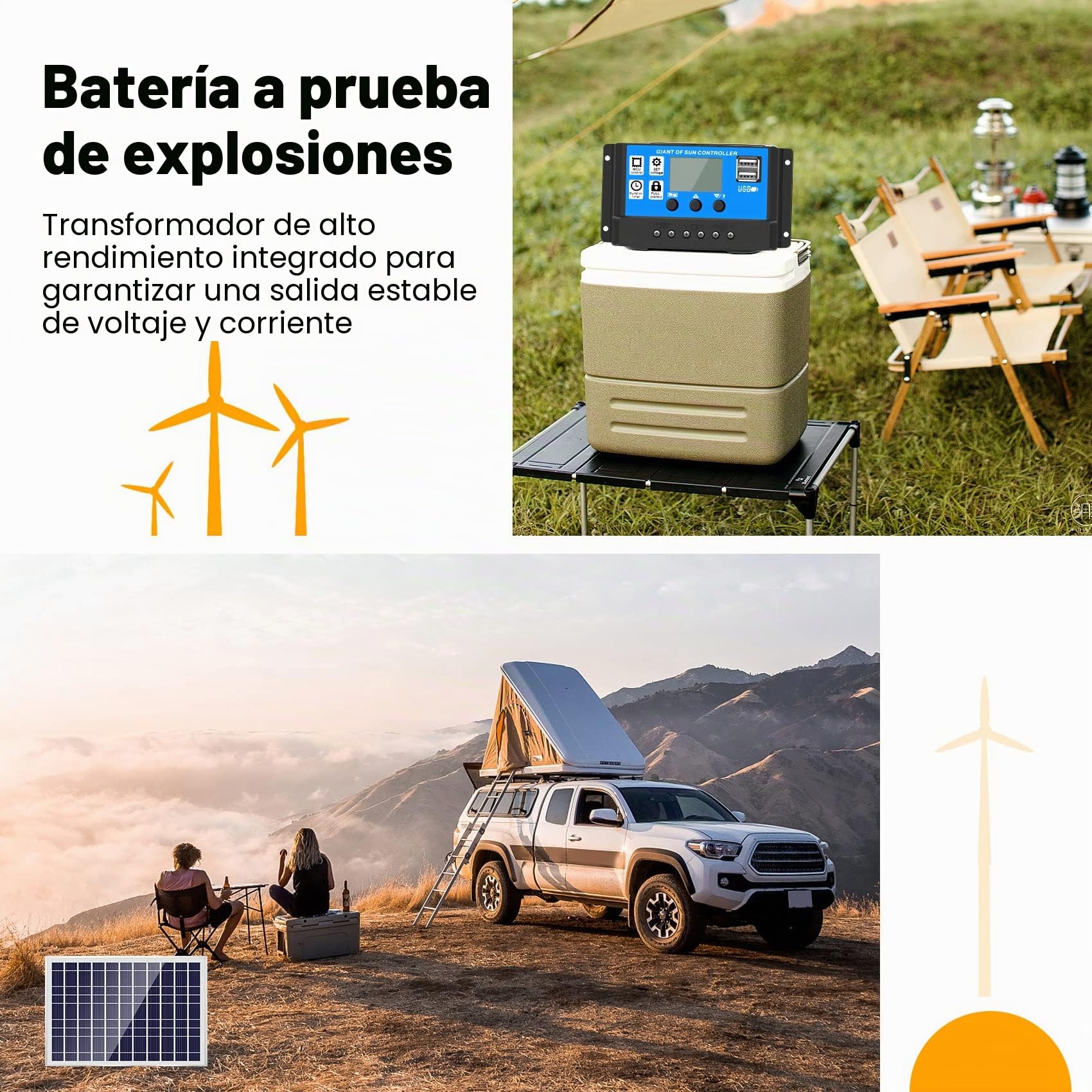 Cargador de batería con panel solar de 30 W y 12 V + controlador de 40 A para caravana, coche, , casa, camping