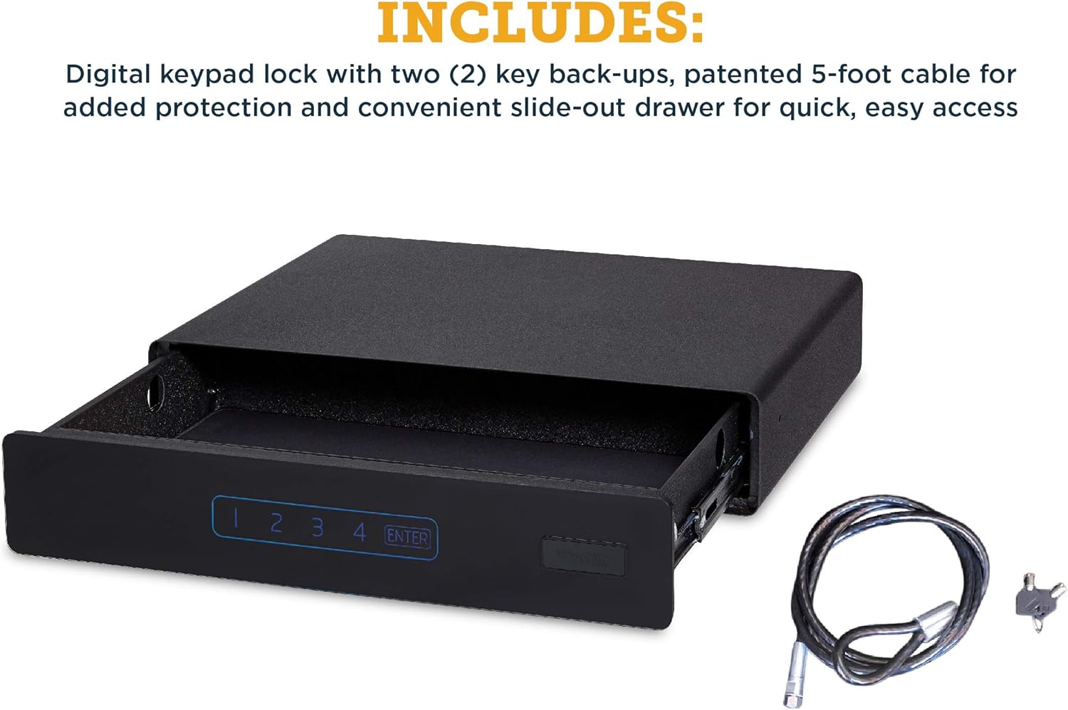 SnapSafe Under Bed Safe, Medium – Under Bed Gun Safe for Firearms, Ammunition and Valuables – Fits in Trunk of Small SUVs – Easy Access, Out of Sight, Space Saving – Black, 26 x 5 x 20 Inches