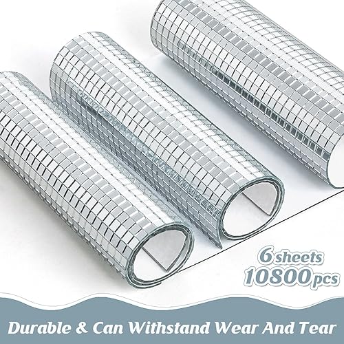 Miniatura 2 de 10800 azulejos de mosaico de espejo, azulejos de discoteca autoadhesivos de 0.197 x 0.197 in, azulejos de discoteca de espejo cuadrado, calcomanías